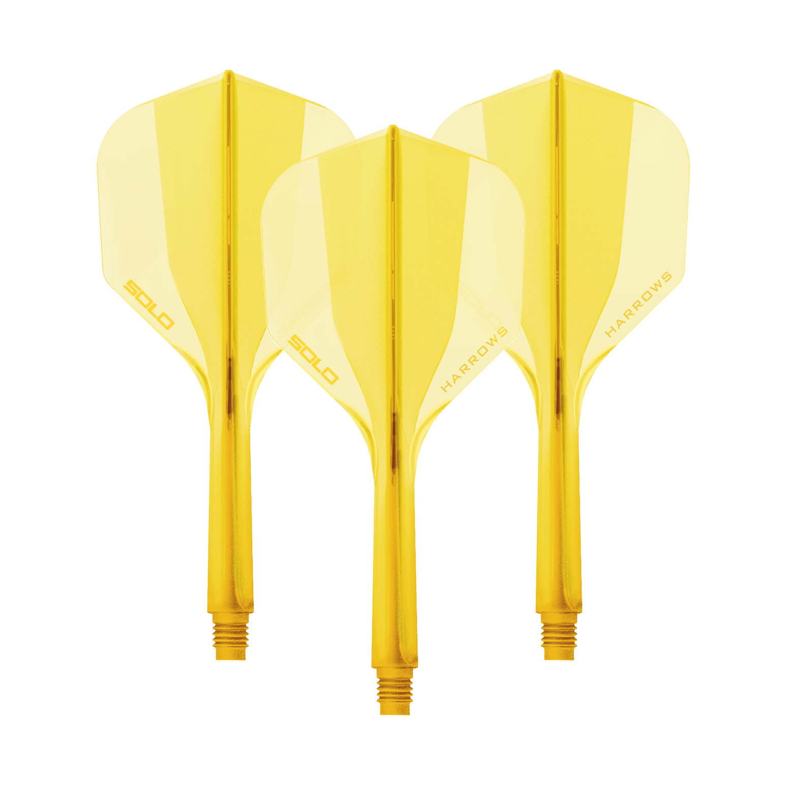 Systém letákové hřídele Harrows Solo No6 - žlutý Ein Harrows Solo No6 Flight Shaft System in Gelb mit einer Länge von 27mm. Das Bild zeigt ein Set Dart Shafts in gelber Farbe.