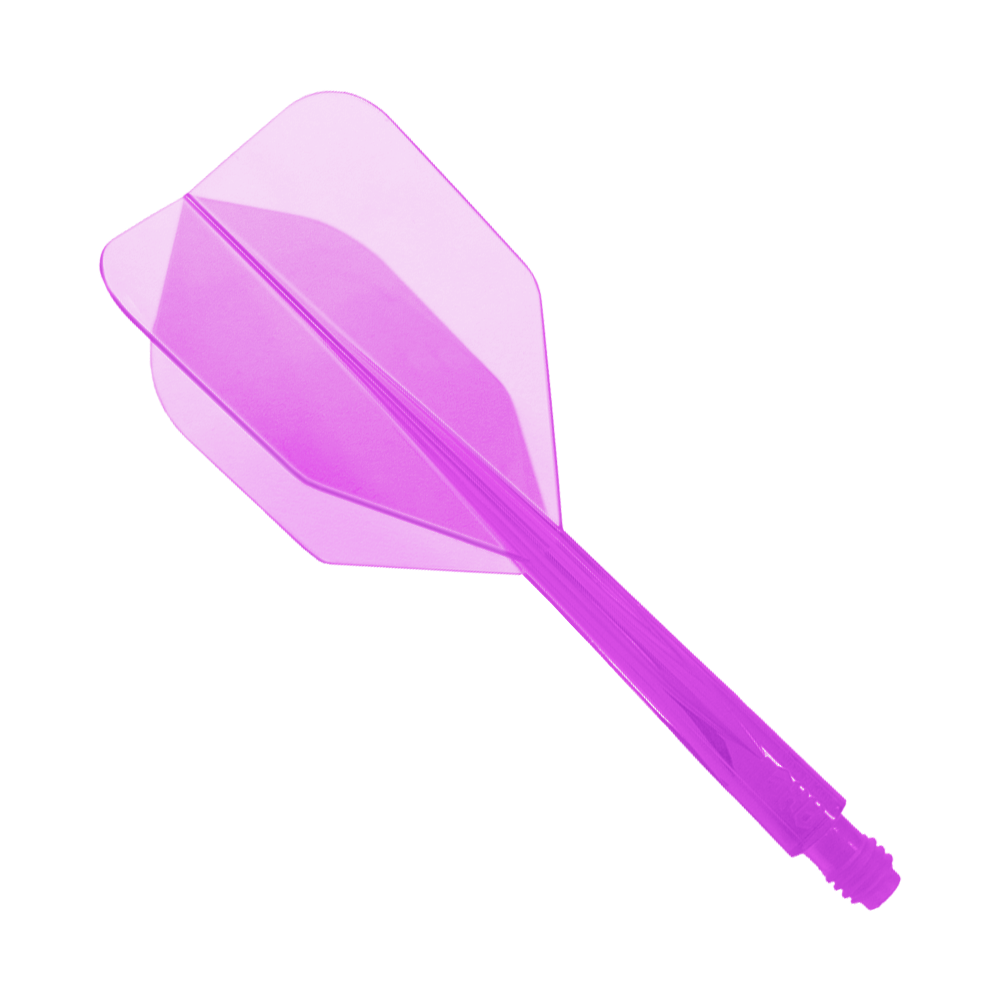 Systém letek Condor Ax Clear Purple, malý - XL - 37,5 mm Das Bild zeigt ein durchsichtiges, lilafarbenes Dartflight-System. Es ist das Modell "Condor Axe Clear Purple Flight-System" in der Größe Small - XL - 37,5 mm.