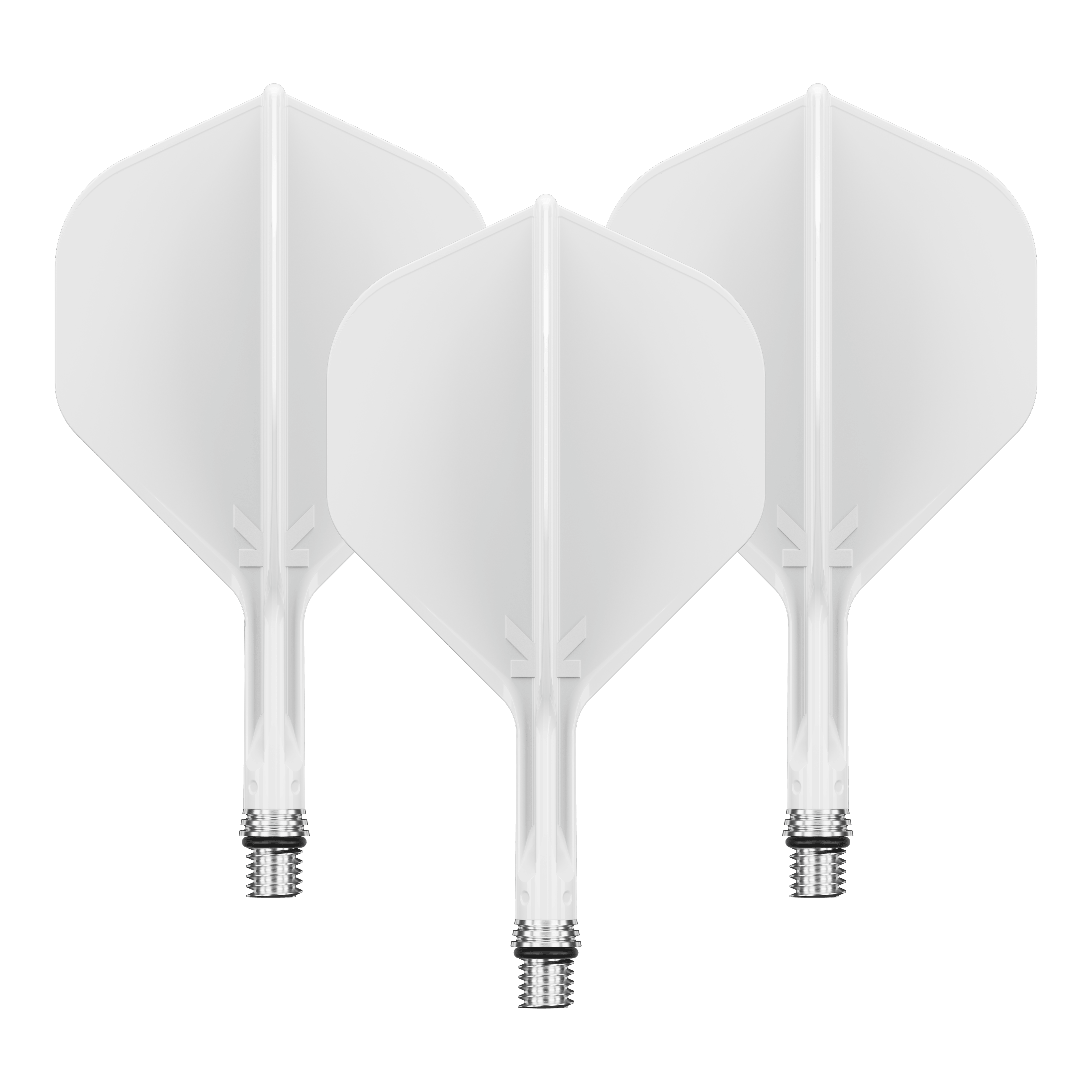 Target K-Shift No2 Standardní letky - Bílé Dieses Bild zeigt ein Set aus weißen Dart Flights. Die Flights scheinen die Größe 19 mm zu haben.