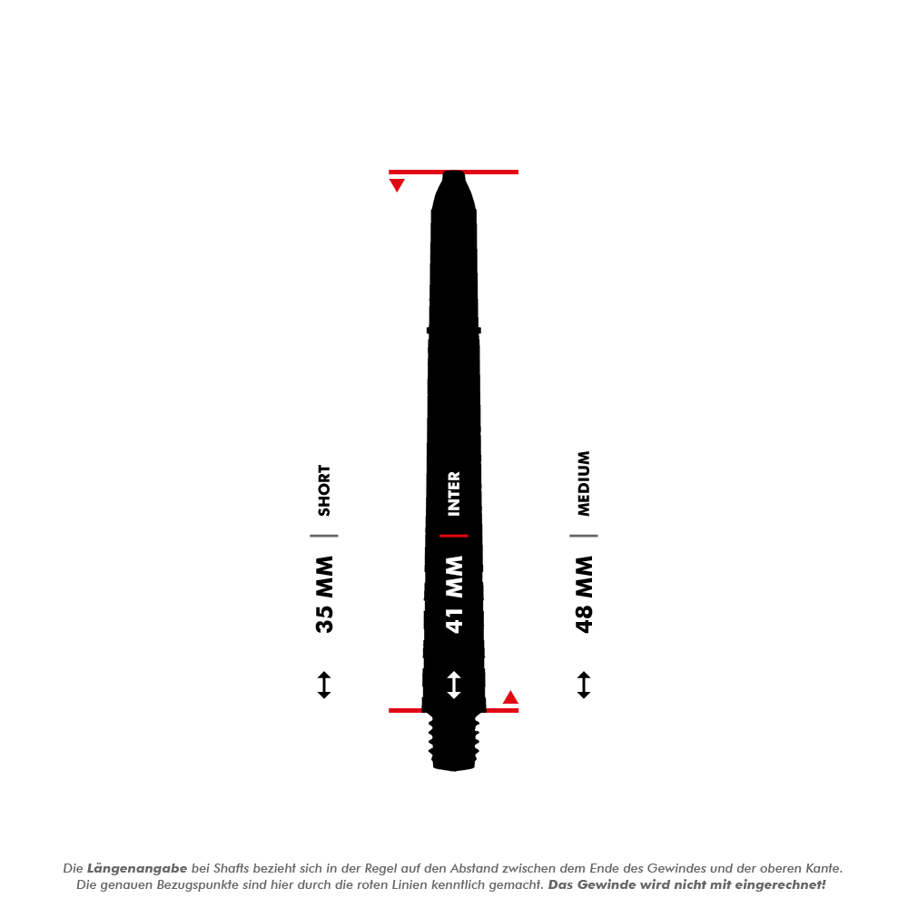 7020_Winmau_Prism_Force_Shafts_5_41mmC3Gn74cMPPWUj Das Bild zeigt einen Dart-Schaft mit Längenangaben in Millimetern. Die Zwischengrößen "Short" (35 mm), "Inter" (41 mm) und "Medium" (48 mm) sind markiert.