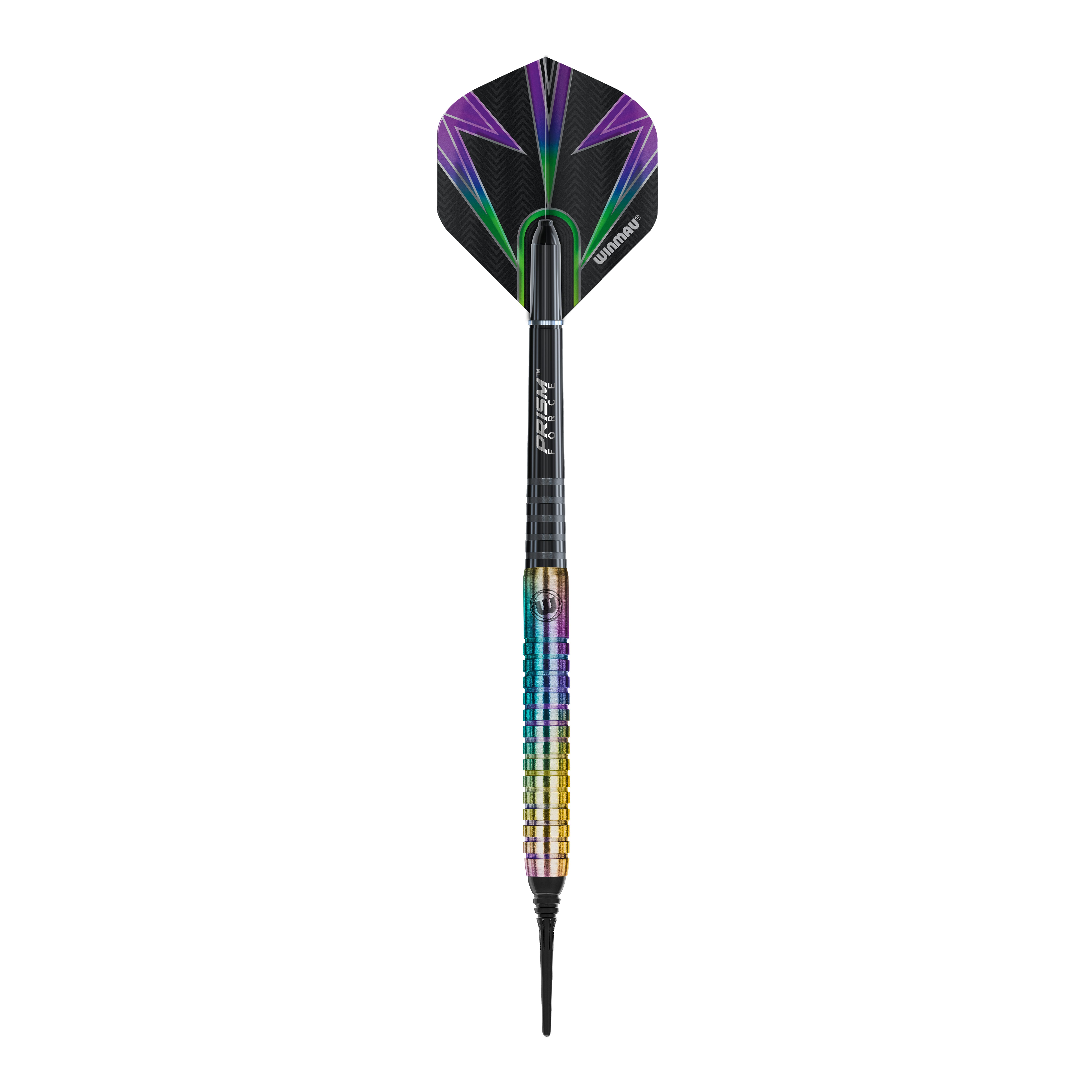Šipky Winmau Foxfire Urban Soft - 20g Zu sehen ist ein einzelner Winmau Foxfire Urban Softdart - 20g. Die Oberfläche des Darts ist glänzend.