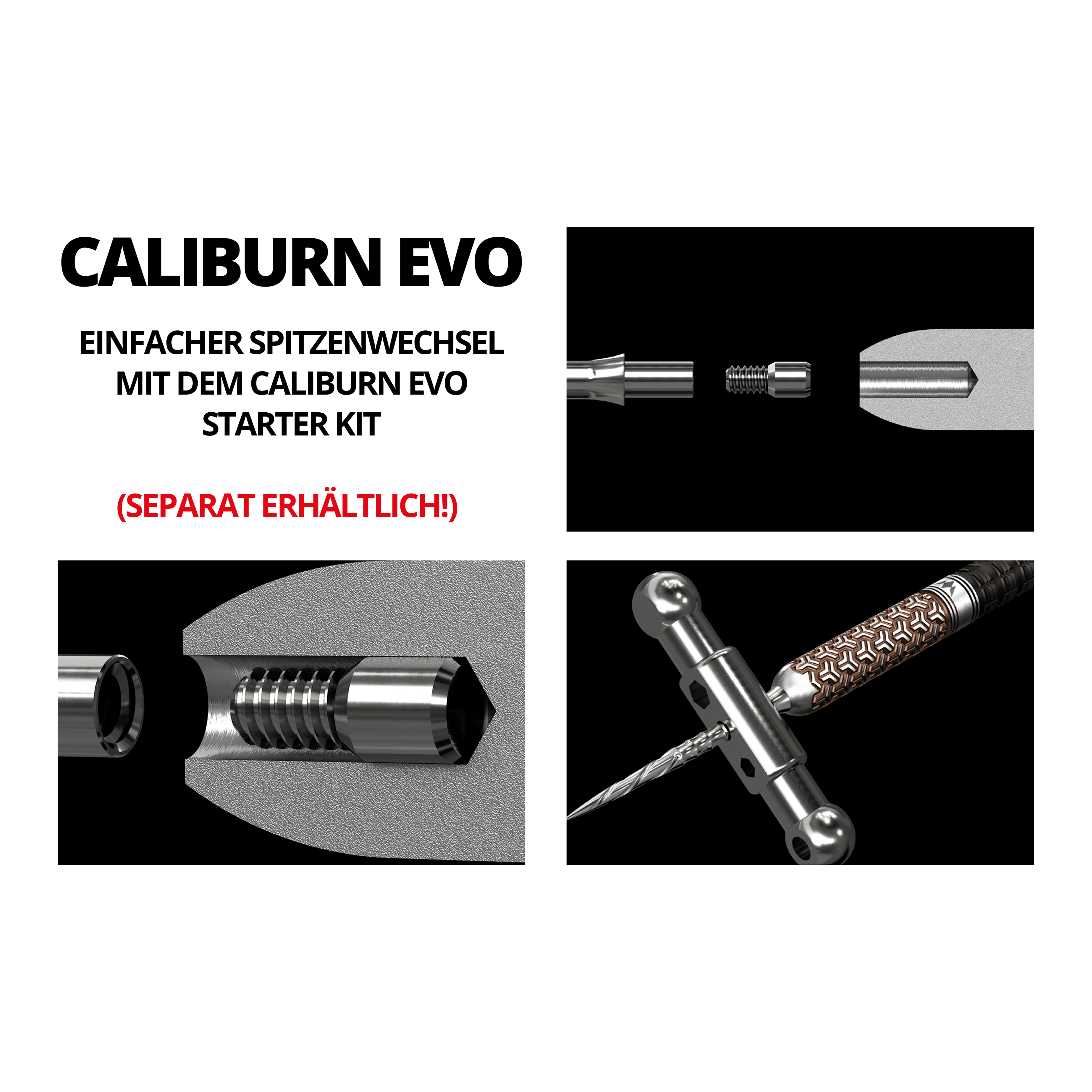 Mission Caliburn EVO System ocelové hroty na šipky – drážkované – stříbrné