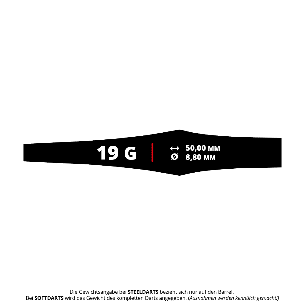 Abgebildet sind die Caliburn Starships Series Sunspear Steeldarts mit 19 Gramm. Die Darts sind speziell für Dartspieler konzipiert.