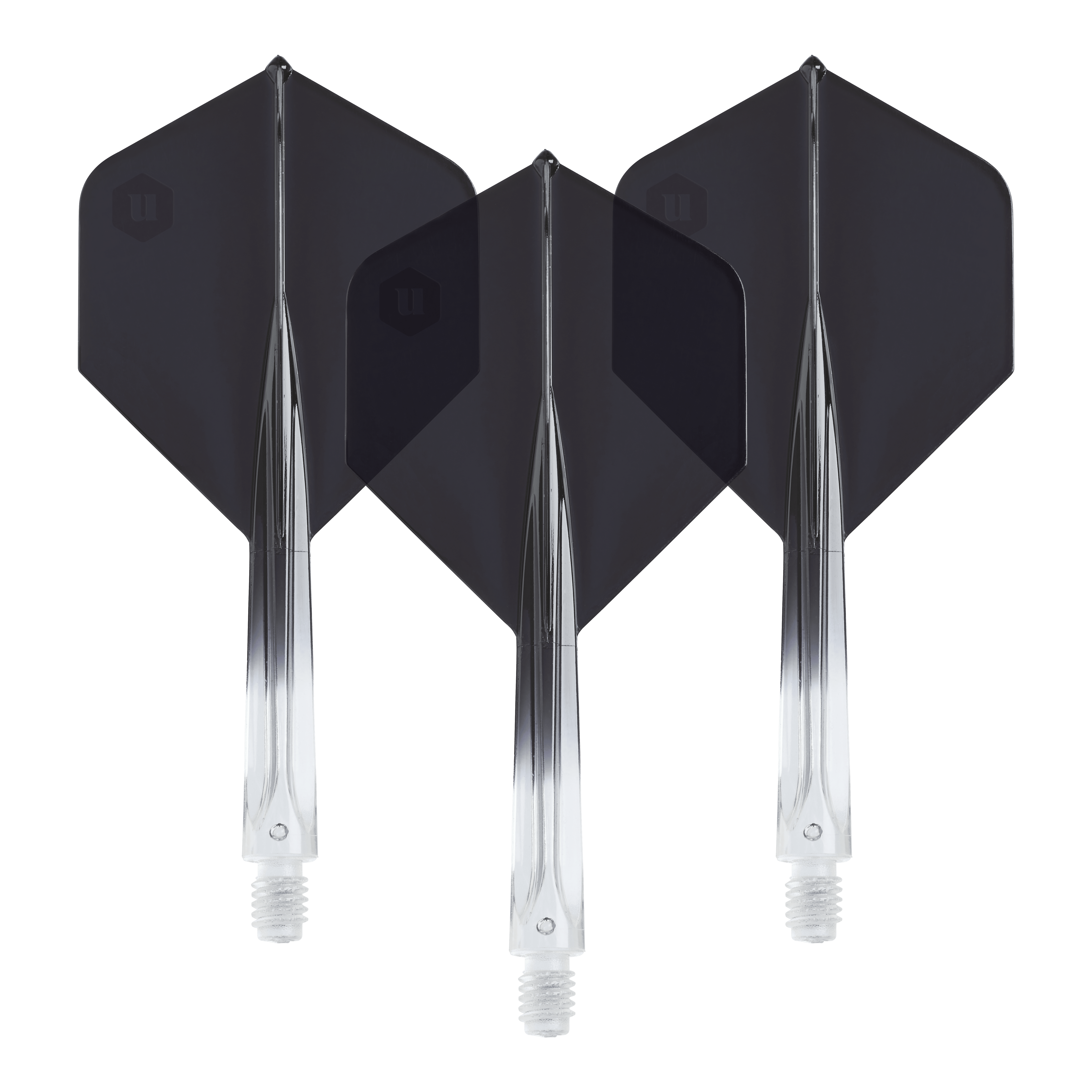 Unicorn Forge Dvoubarevné standardní letky č. 2 - čirá černá Die Unicorn Forge Two Tone No2 Standard Flights in Schwarz sind hier abgebildet. Das Produkt besteht aus klaren und schwarzen Dartflights.