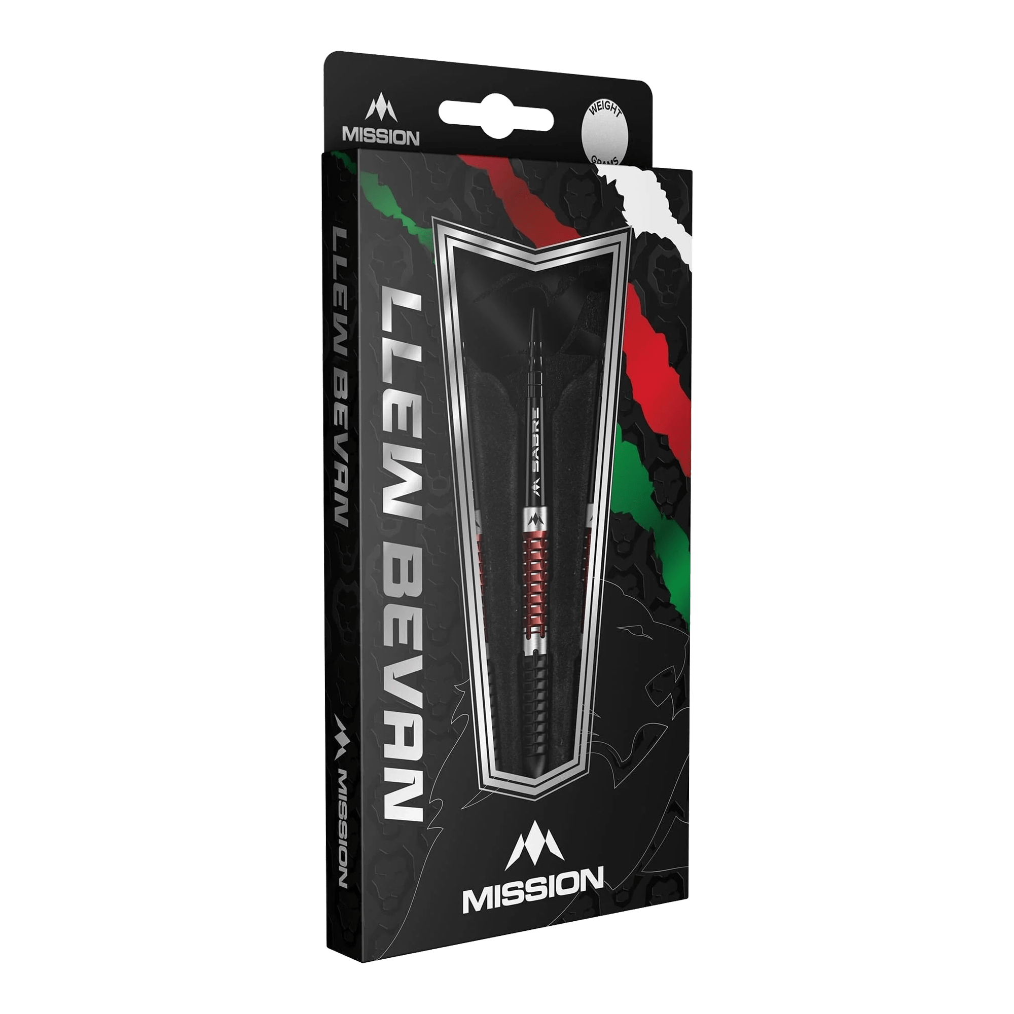 Šipky Mission Llew Bevan Černočervené elektro ocelové - 23g Mission Llew Bevan Black Red Electro Steeldarts - 23g. Elegante Steeldarts in Schwarz und Rot, ideal für Dartspieler.