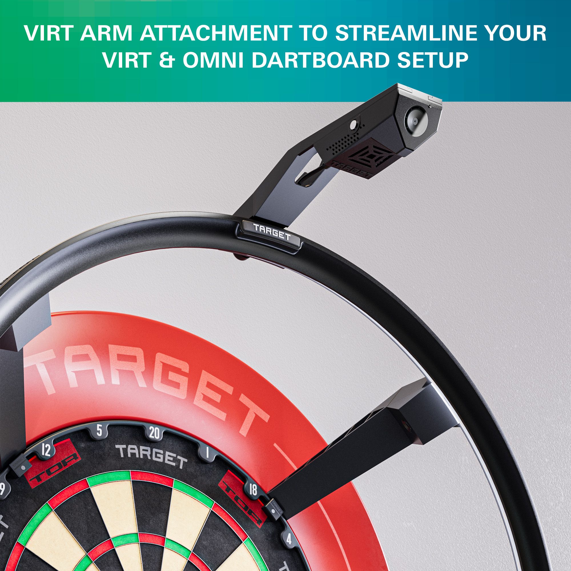 Rameno kamery Target OMNI VIRT Auf dem Foto ist der Target OMNI VIRT Kamera Arm zu sehen. Der Artikel ermöglicht eine optimale Kameraposition am Dartboard.