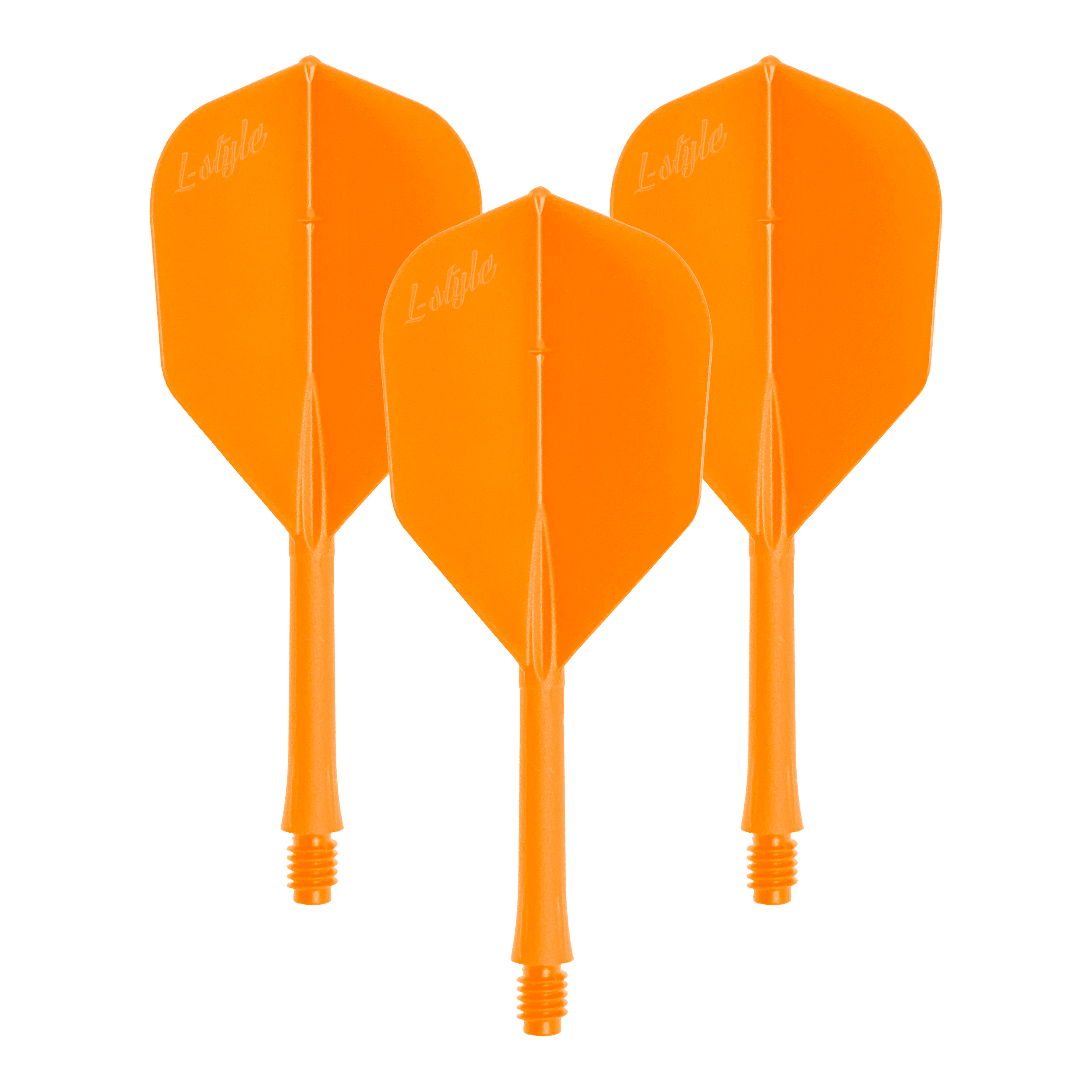 L-Style BarFlights 2BA L3 - 260 Ein Set von BarFlight Dartflügen in Neonorange wird dargestellt. Die Dartflüge sind für das Dartspiel bestimmt.