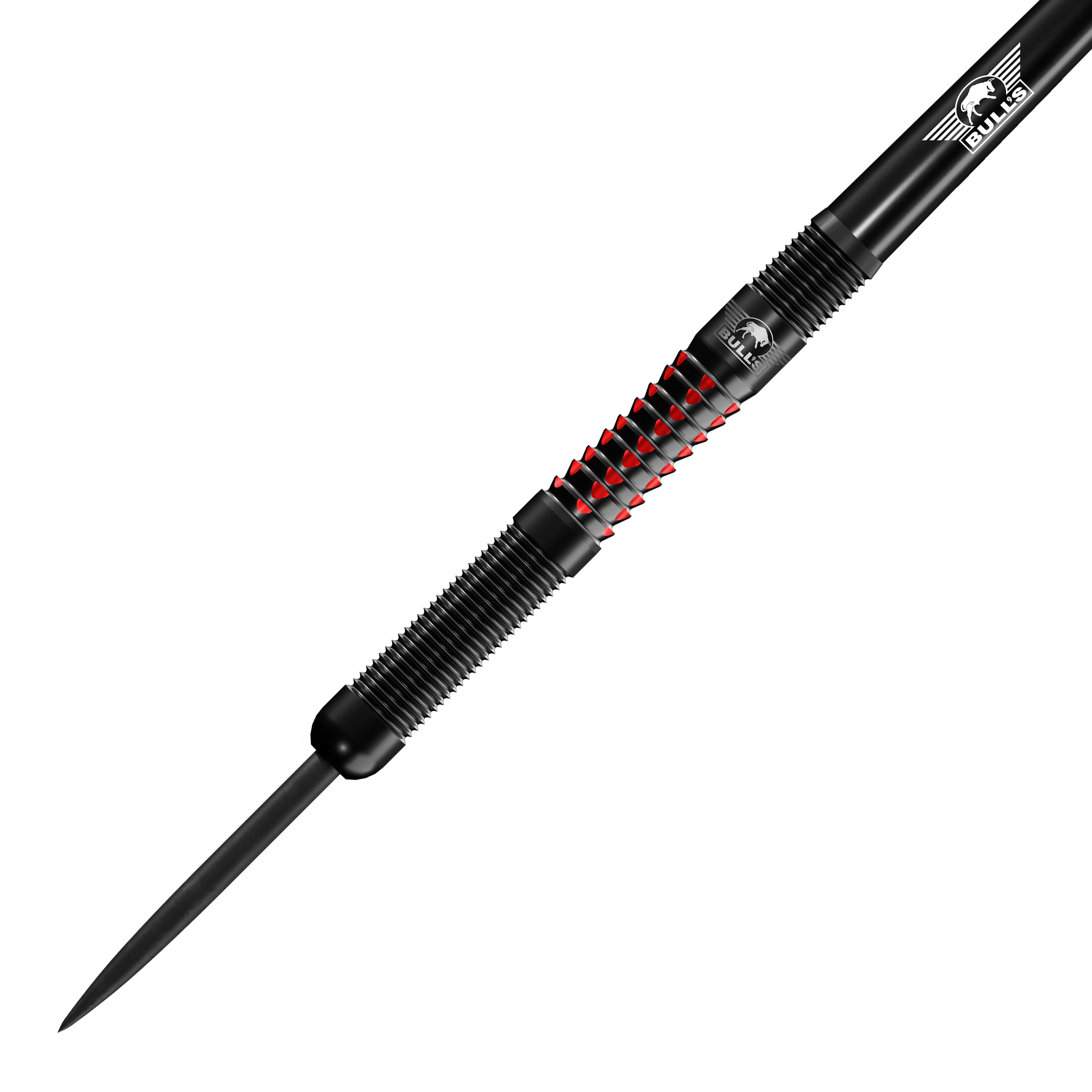 Bulls NL Benjamin Pratnemer Steeldarts - 20g Auf dem Bild ist der Bulls NL Benjamin Pratnemer Steeldart mit 20g Gewicht zu sehen. Der Dart hat ein schwarzes Design mit roten Akzenten und feinen Rillen für besseren Halt.