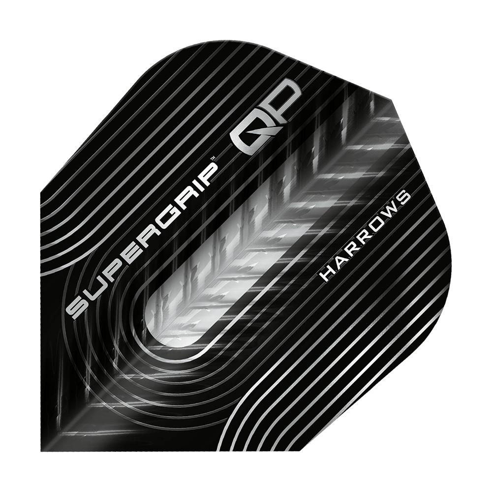 Letky Harrows Supergrip QP č. 6 Das Bild zeigt die Harrows Supergrip QP No6 Flights. Die Flights sind speziell für Präzision und Stabilität entwickelt.