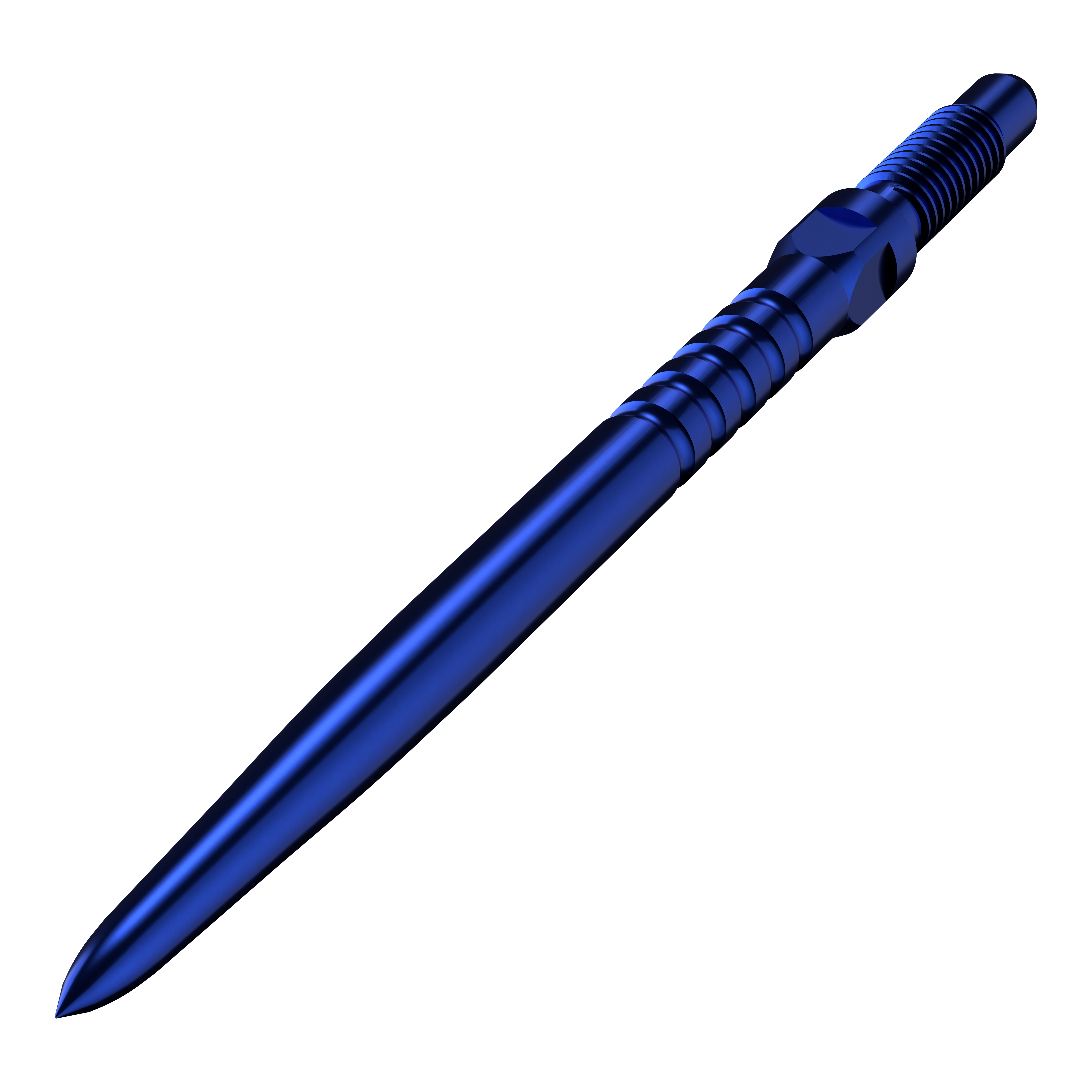Špičky šipek Bulls NL Convertible Point - s kroužkovým úchopem - modré Das Bild zeigt ein Produkt namens BU57713_BullsNL_Convertible_Points_RingedGrip_Blau_32mm_2. Vermutlich ist es ein blauer Dartspitze mit Ringed Grip und 32mm Länge.