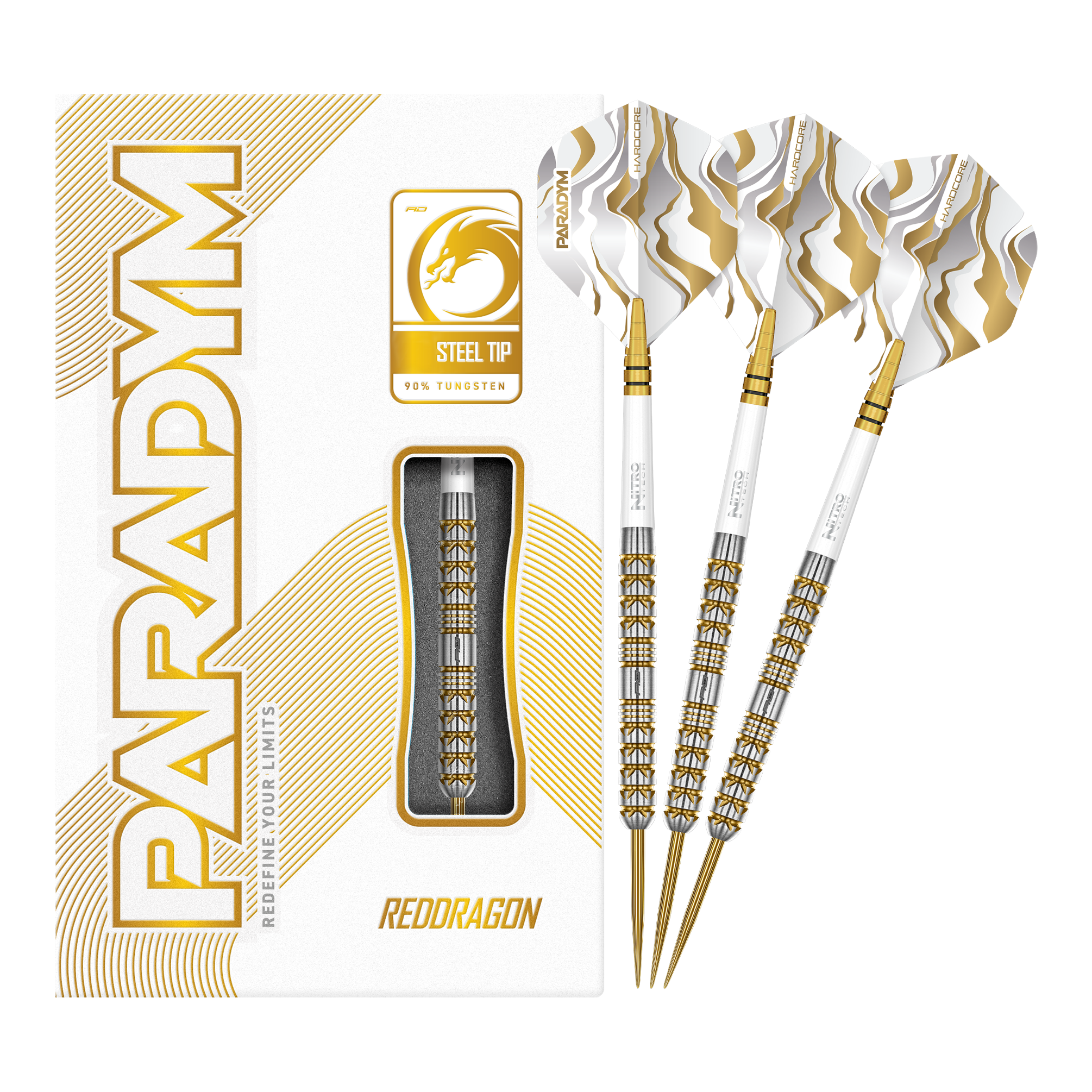 Ocelové šipky Red Dragon Paradym Gold Parallel Abgebildet sind die Red Dragon Paradym Gold Parallel Steeldarts in voller Länge. Diese Steeldarts zeichnen sich durch ein geradliniges und glänzendes Design aus.