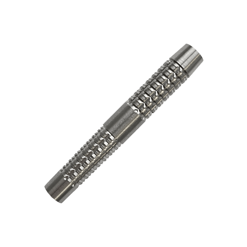 McDart SilverGrip Softdart hlavně - 20g Das Bild zeigt einen McDart SilverGrip Softdart Barrel mit einem Gewicht von 20g. Der Barrel ist aus Metall und hat eine strukturierte, griffige Oberfläche.