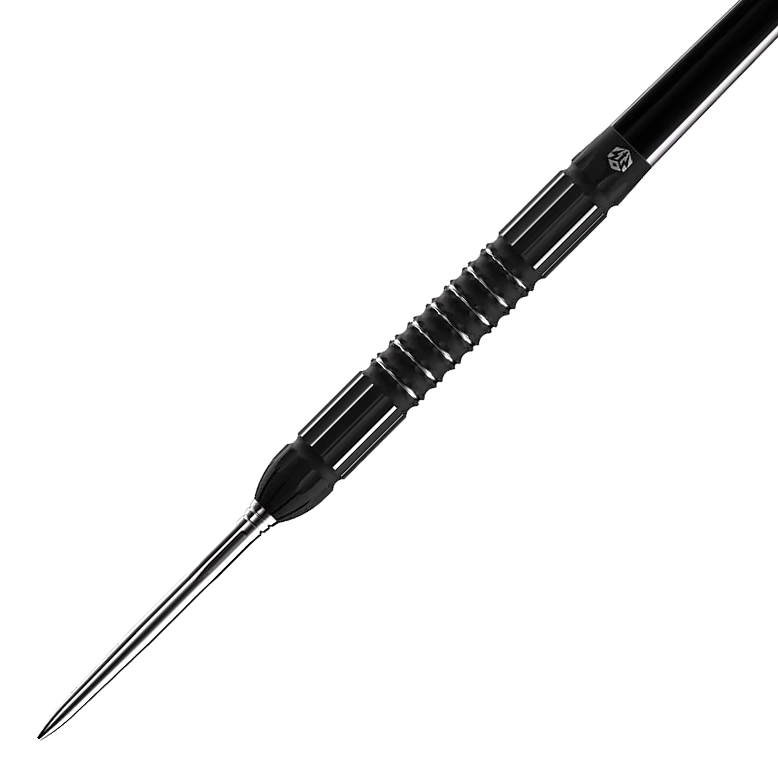 Ocelové šipky Caliburn Sword S2 Das Bild zeigt den Caliburn Sword S2 Steeldart. Der Dartpfeil hat ein schwarzes, geriffeltes Griffstück und eine silberne Spitze.