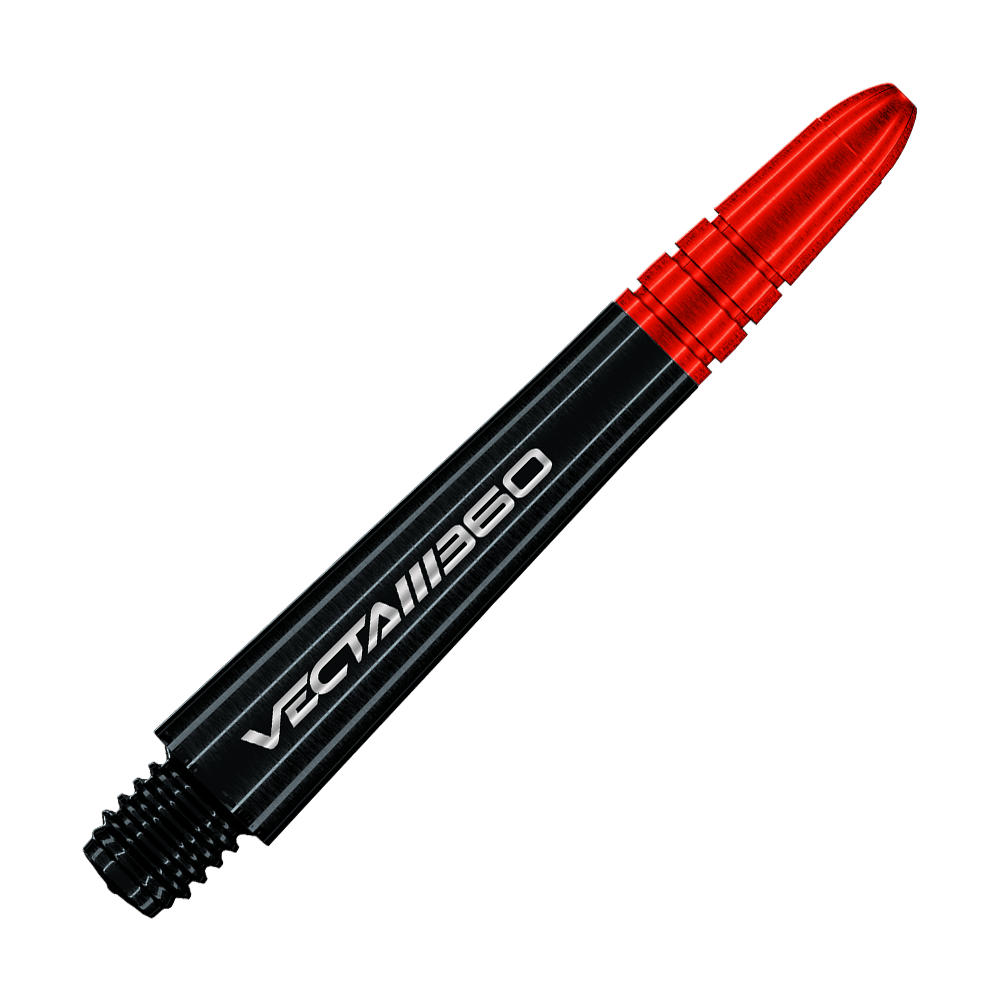 Násadky Winmau Vecta Blade 360 - černé Das Bild zeigt Winmau Vecta Blade360 Shafts in Schwarz mit einer Länge von 40 mm. Die Shafts werden aus einer anderen Perspektive präsentiert.