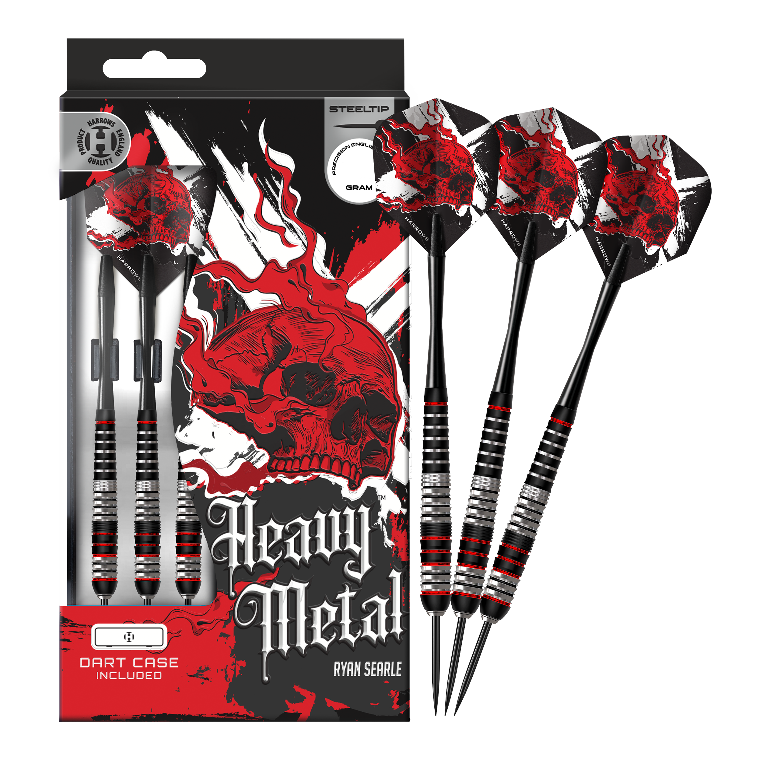 Šipky Harrows Heavy Metal Ryan Searle Brass Steel Das Bild stellt die Harrows Heavy Metal Ryan Searle Brass Steeldarts dar. Das Produkt überzeugt durch hochwertiges Messing und robustes Design.