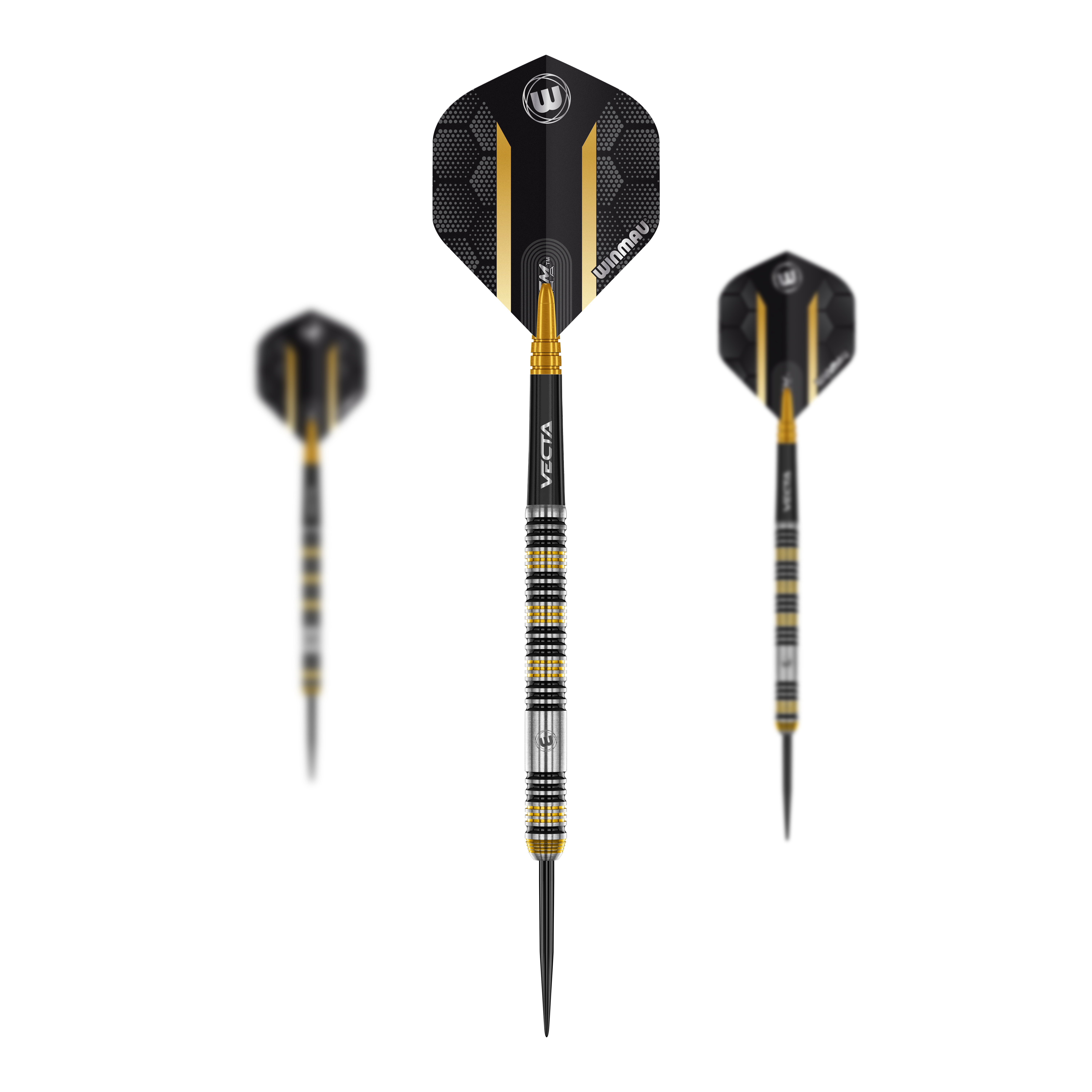 Zu sehen ist das Set der Winmau Team 360 Nicholai Bado Steeldarts - 23g. Es besteht aus hochwertigen Darts für ambitionierte Spieler.