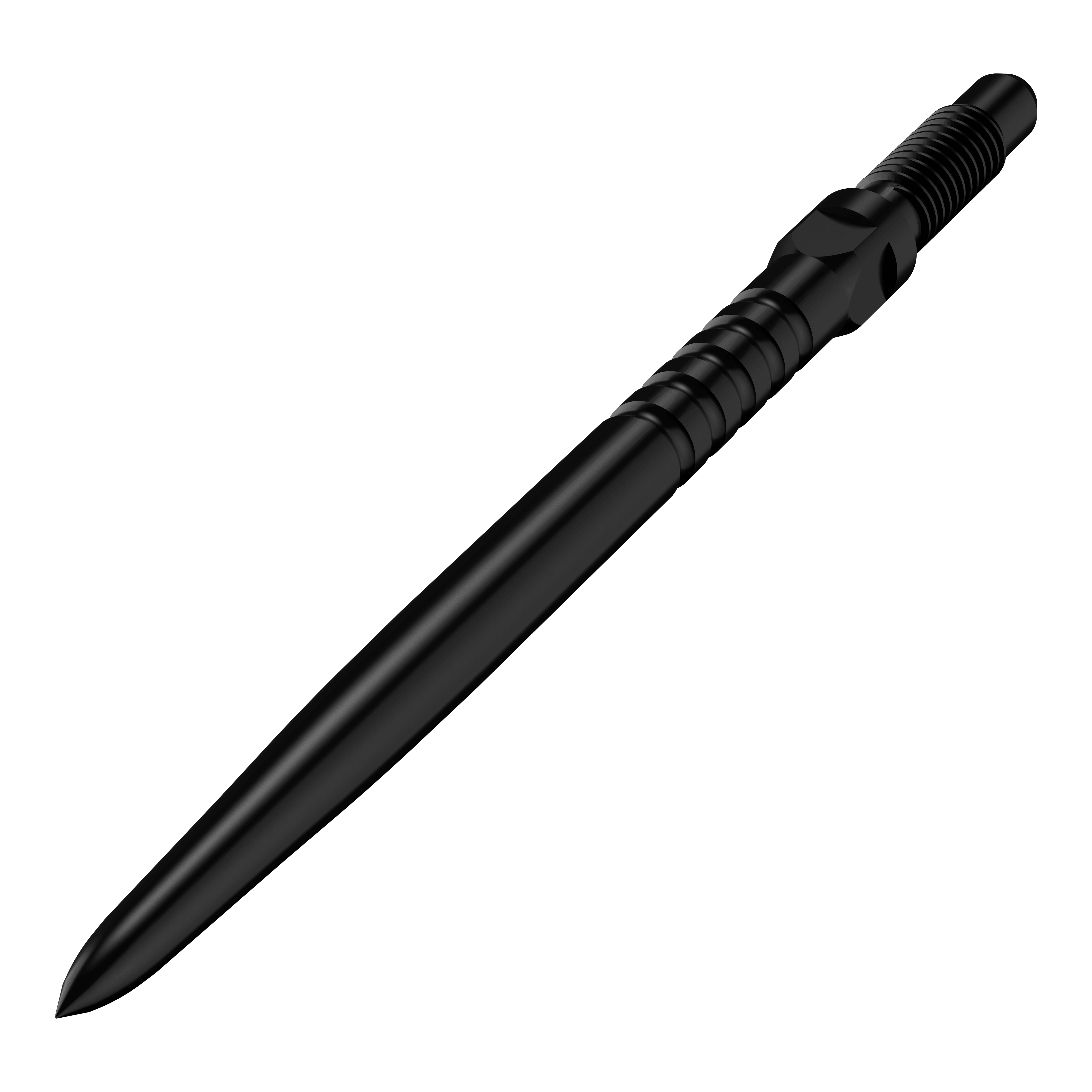 Špičky šipek Bulls NL Convertible Point - s kroužkovým úchopem - černé Hier sieht man einen Satz von schwarzen Dartspitzen mit Rillen. Es handelt sich um BullsNL Convertible Points mit Ringed Grip, 32mm.
