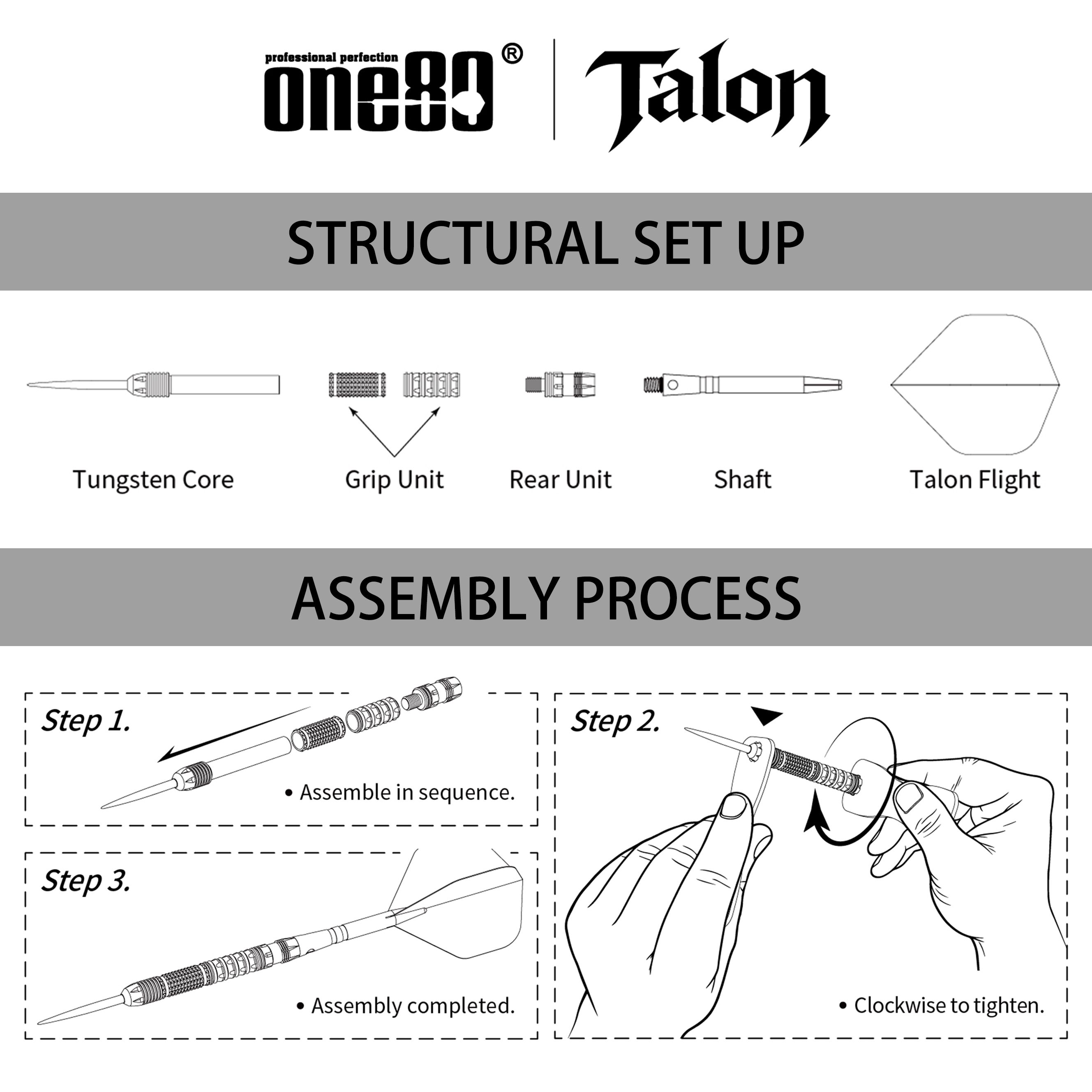 Ocelové šipky One80 Talon T1 Abgebildet sind die One80 Talon Steeldarts. Diese Darts bieten eine hochwertige Verarbeitung und ein modernes Design.