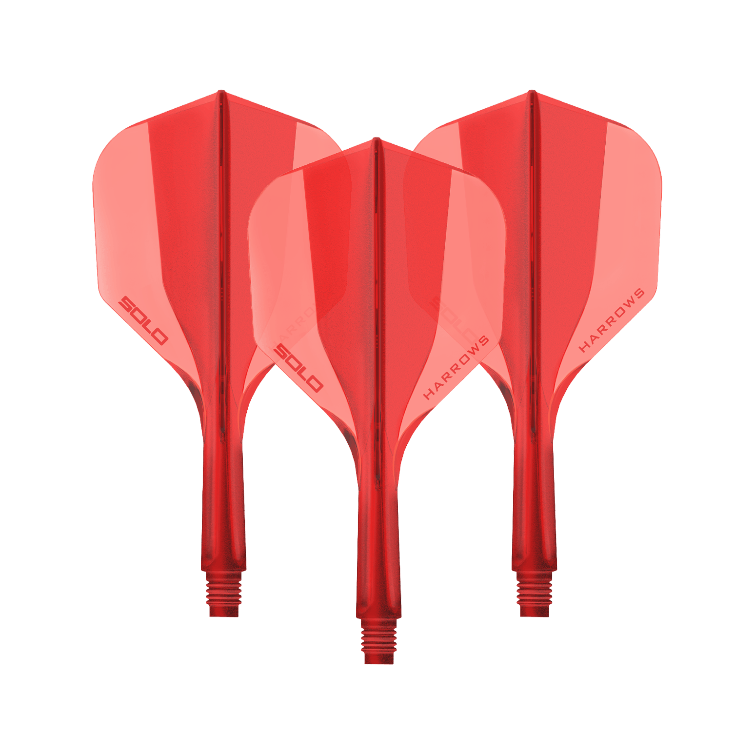 Systém letmých hřídelí Harrows Solo No6 - červený Ein Harrows Solo No6 Flight Shaft System in Rot, 20mm lang. Das Bild zeigt ein Set Dart Shafts in kräftigem Rot.