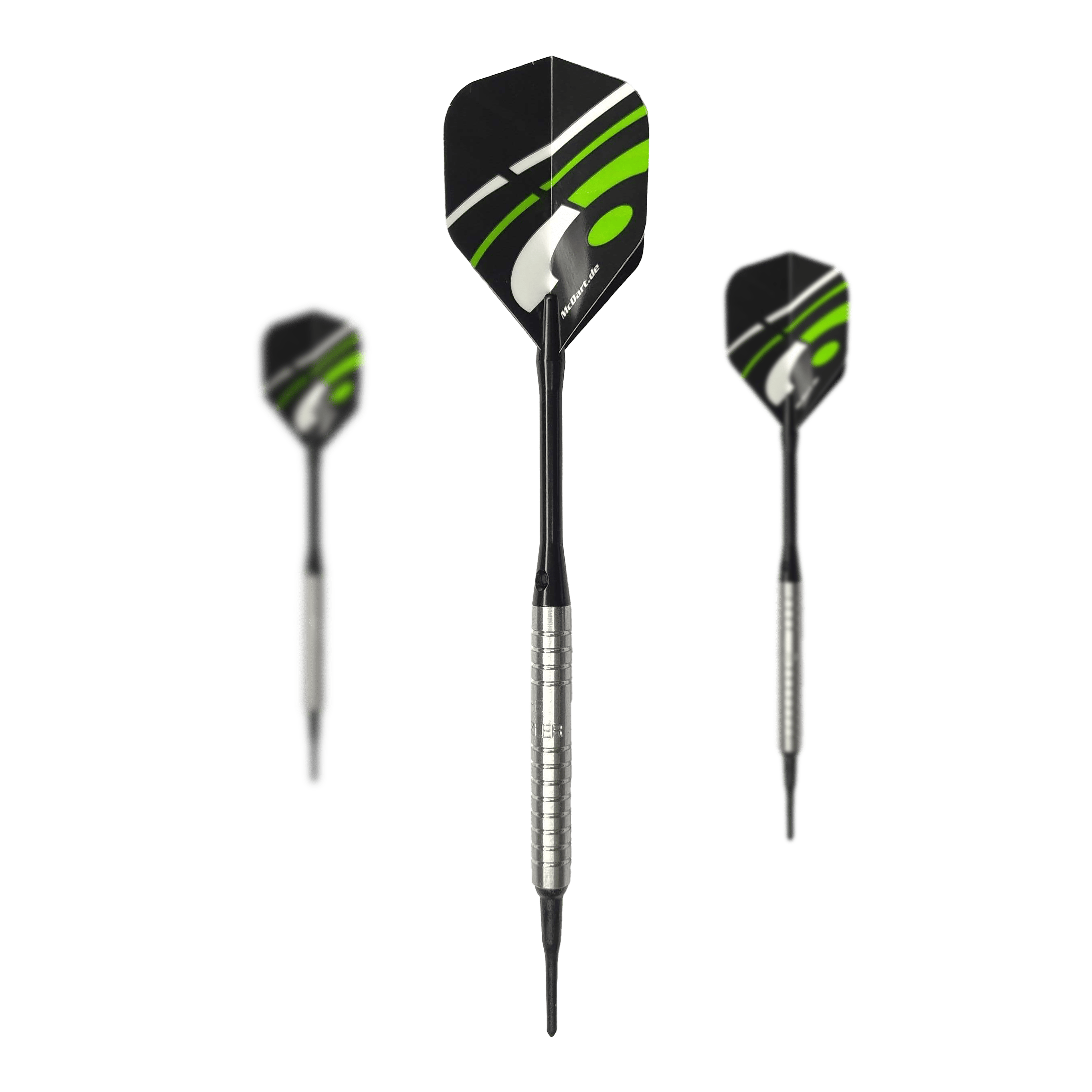 Měkké šipky McDart 85 Tungsten V16 - 16,5 g Mehrere McDart 85er Tungsten V16 Softdarts - 16,5g sind als Set dargestellt. Die Details sind klar zu erkennen.