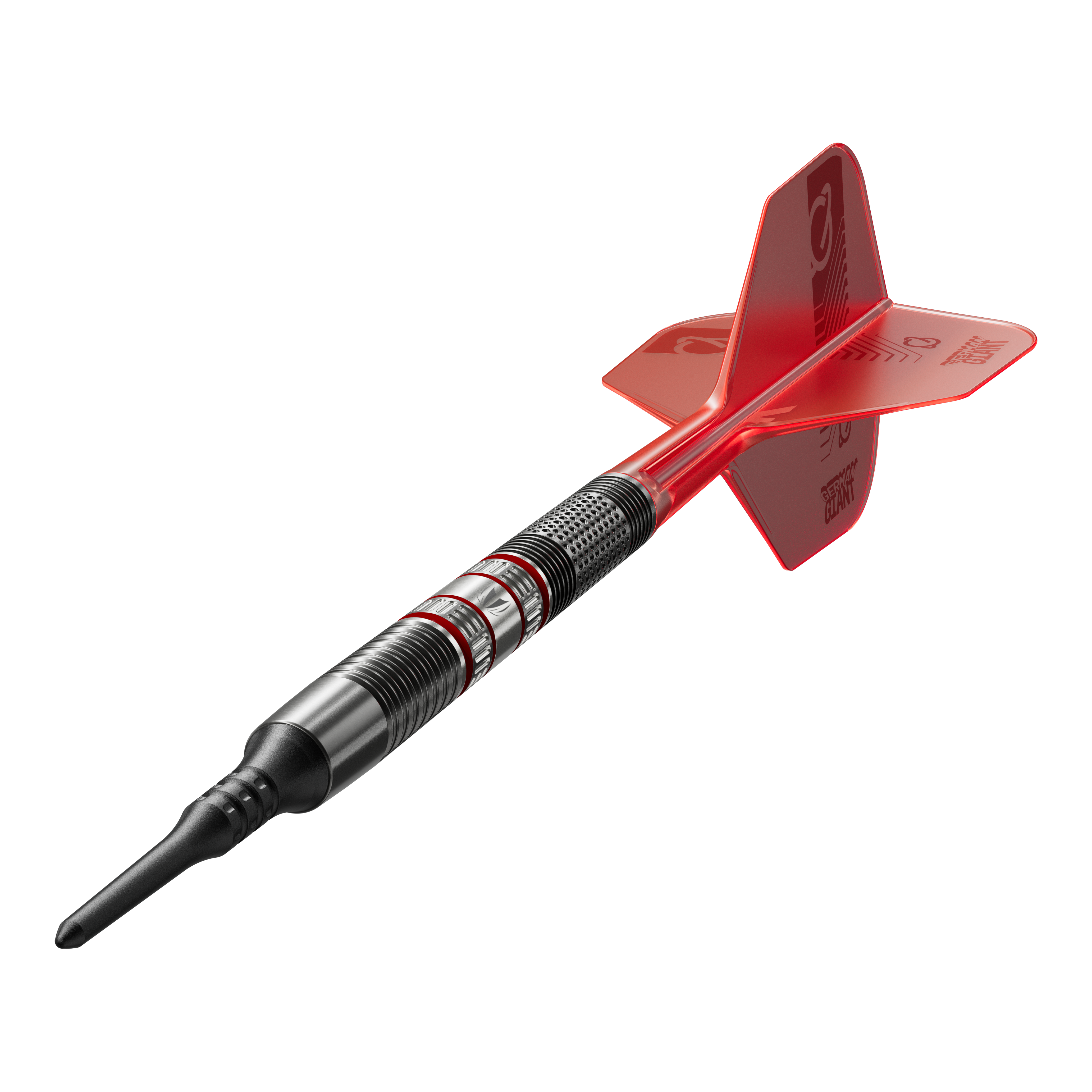 Měkké šipky Target Gabriel Clemens 95K - 19g Dies ist ein Target Gabriel Clemens 95K Softdart mit einem Gewicht von 19g. Der Dartpfeil hat ein schwarzes Barrel mit roten und silbernen Akzenten sowie einen roten Flight.
