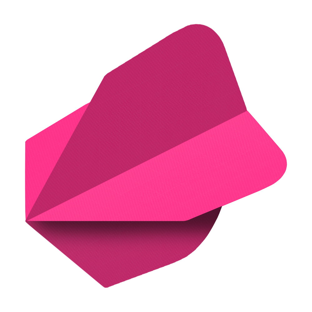 Hier sieht man Nylon-Stoff No6 Flights in der Farbe Neonpink. Dieses Produkt wird für Dartpfeile als Flight verwendet.