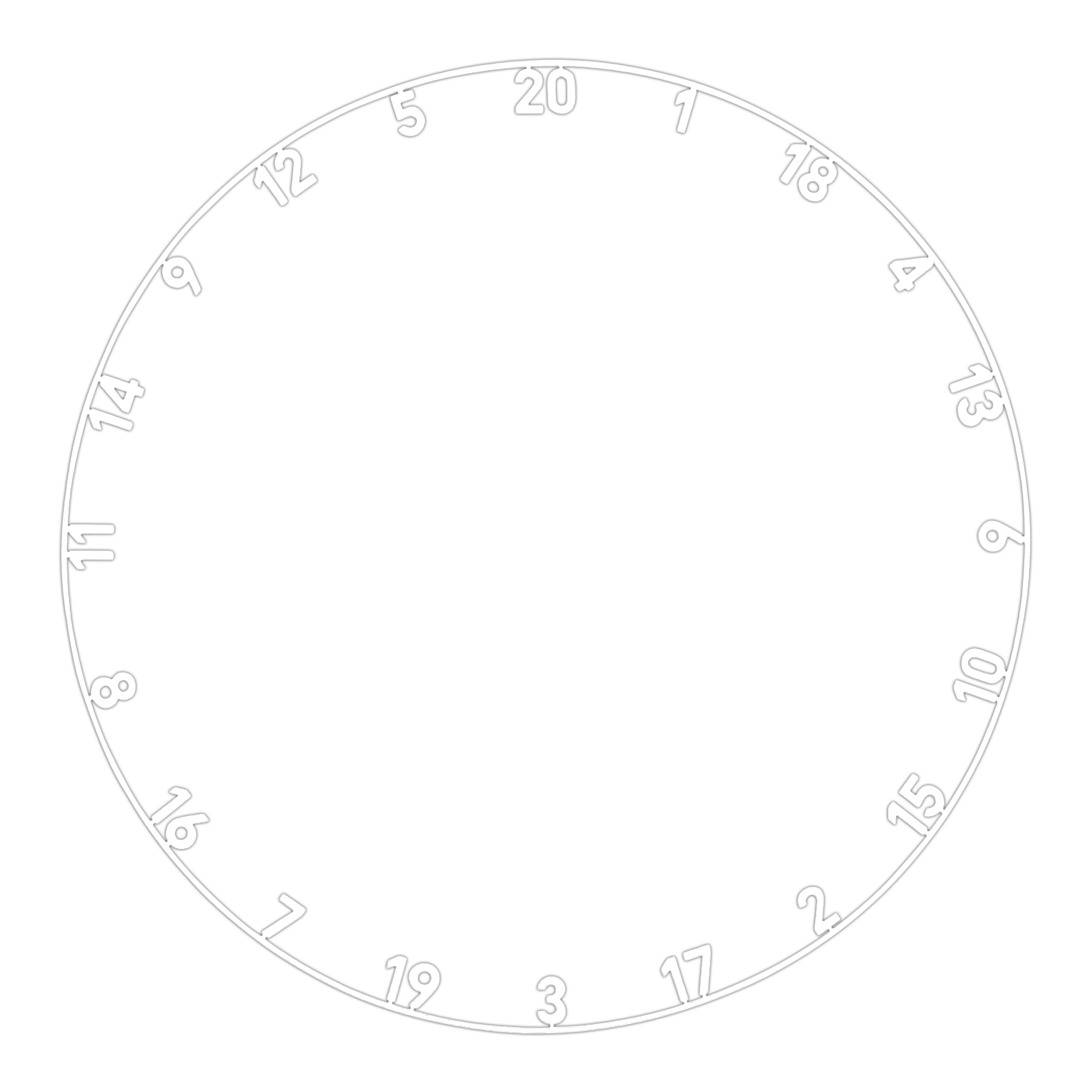 Přesný laserově řezaný prsten s číslem 180 z jednoho kusu Abgebildet ist ein Zahlenring mit klassischem weißen Design. Das Produkt scheint für ein Dartboard oder ähnliches verwendet zu werden.