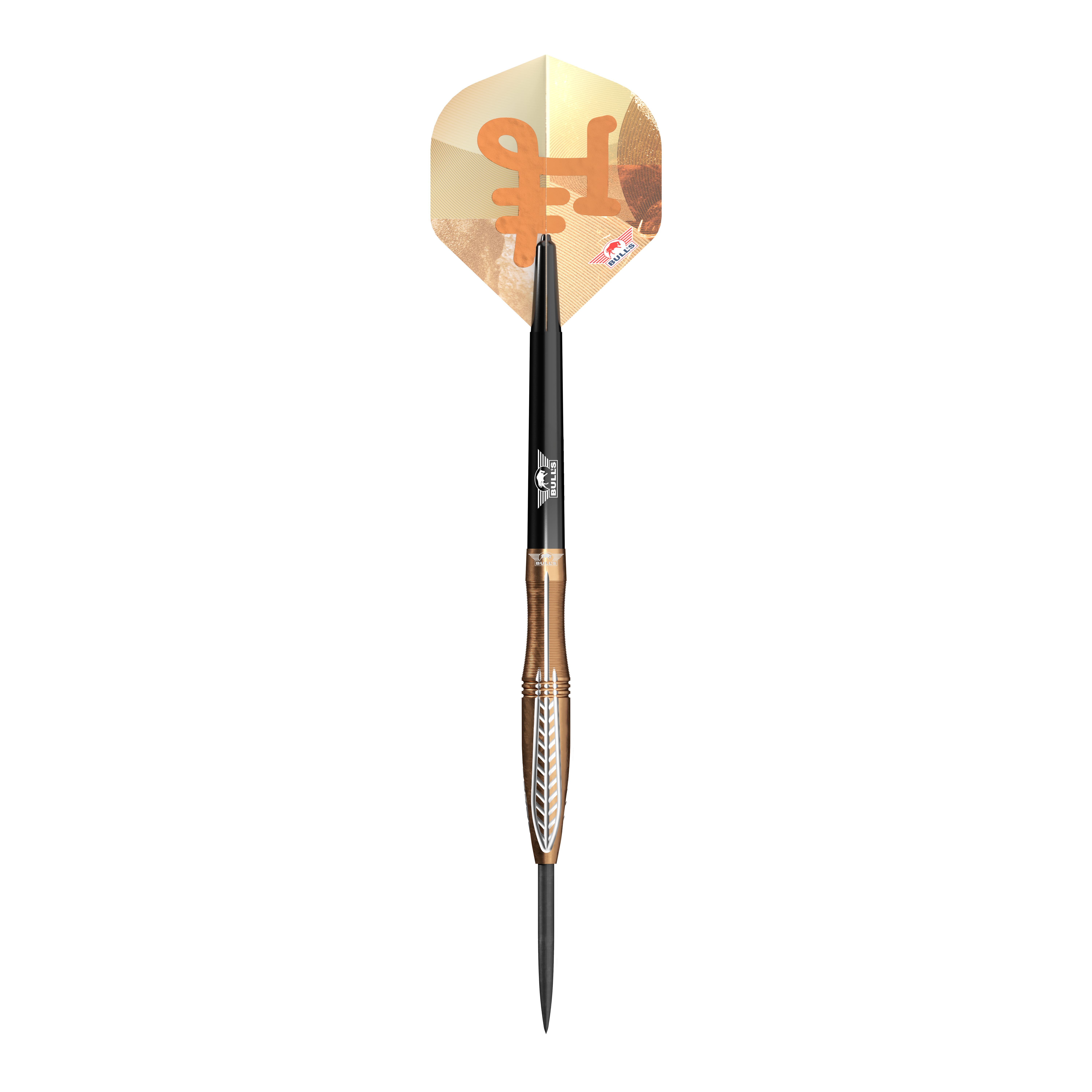 Abgebildet ist Bulls NL Bronzo Flux Steeldarts - 23g. Die Darts sind aus nächster Nähe zu sehen.