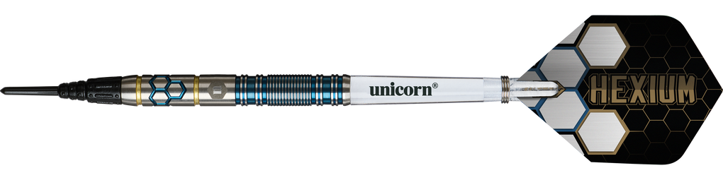 Šipky Unicorn Hexium Style 02 Modro-zlaté měkké - 21g