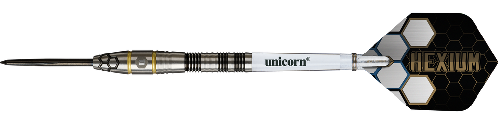 Ocelové šipky Unicorn Hexium Style 01 Černé a zlaté