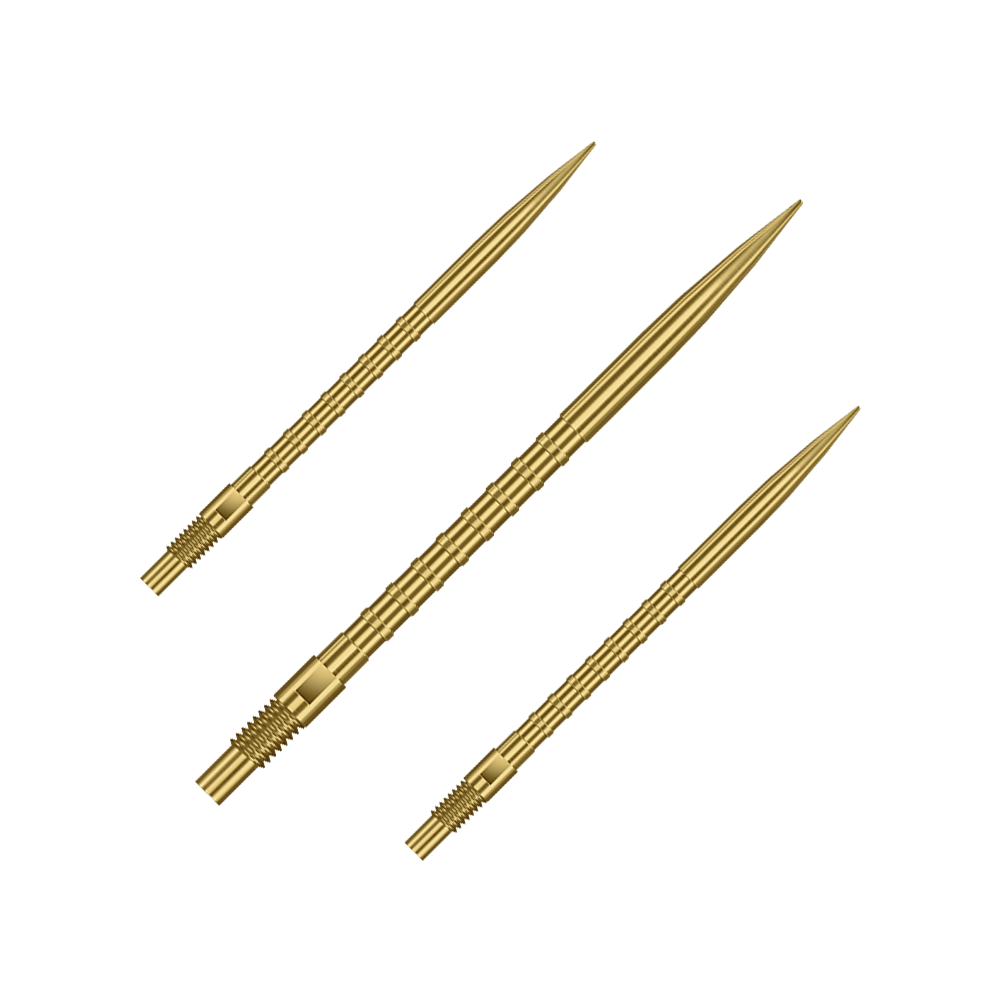 Špičky na šipky Harrows Quick Point Heavy Metal - zlaté Das Bild zeigt Harrows Quick Point Heavy Metal Grip Dartspitzen in Gold mit einer Länge von 40mm. Es handelt sich um ein Set von Dartspitzen.