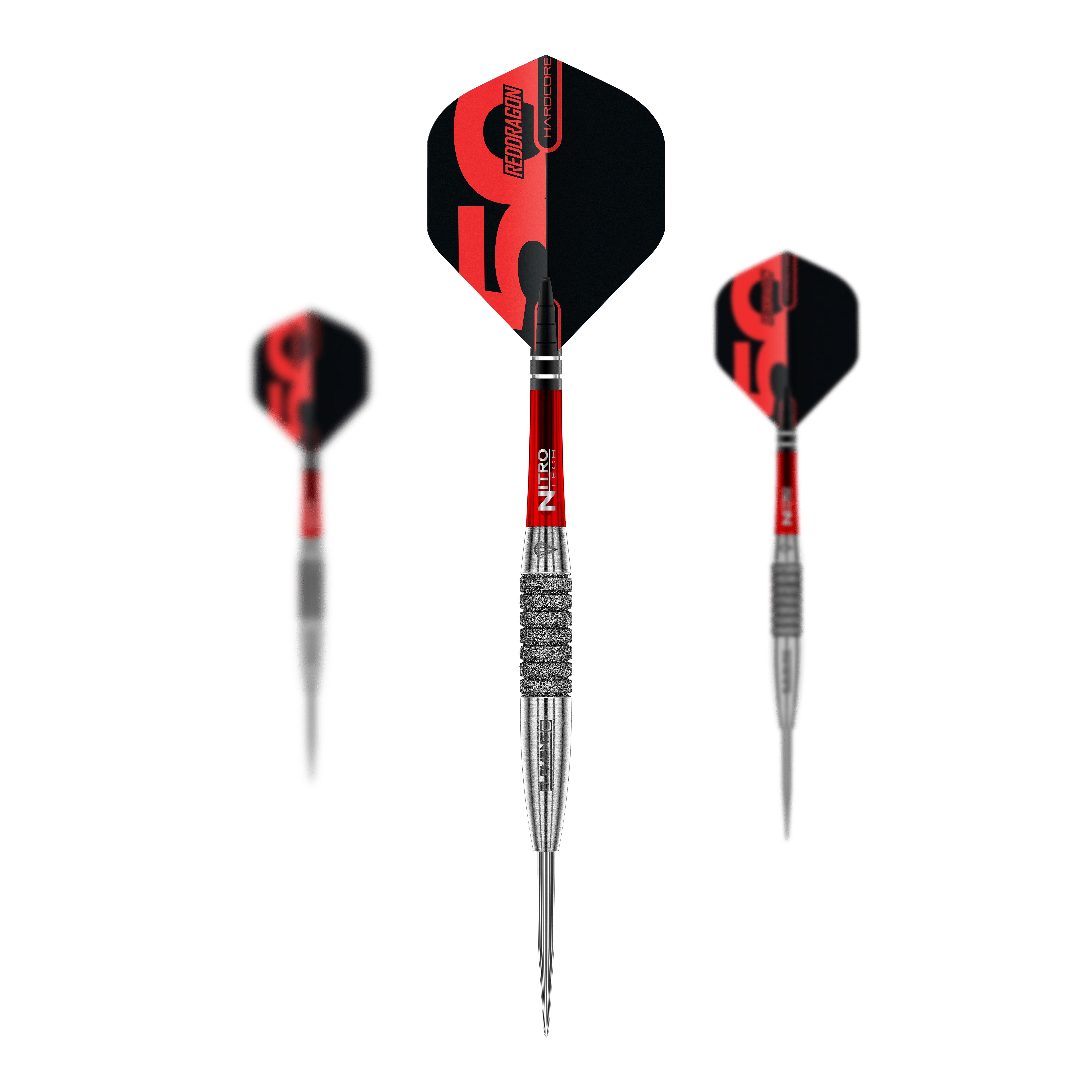 Ocelové šipky Red Dragon 50 Year Collection Element 6 C - 25g Red Dragon 50 Year Collection Element 6 C Steeldarts mit 25g Gewicht. Das Bild zeigt das limitierte Edition Set der Steeldarts.