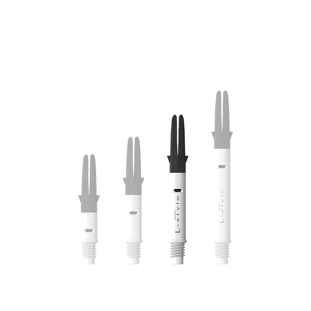 L-L-Style-Shaft Carbon Silent Straight - Bílá Abgebildet ist der L-Style L-Shaft Carbon Silent Straight in Weiß, Modell 260. Dieses Produkt wird für den Zusammenbau von Dartpfeilen verwendet.