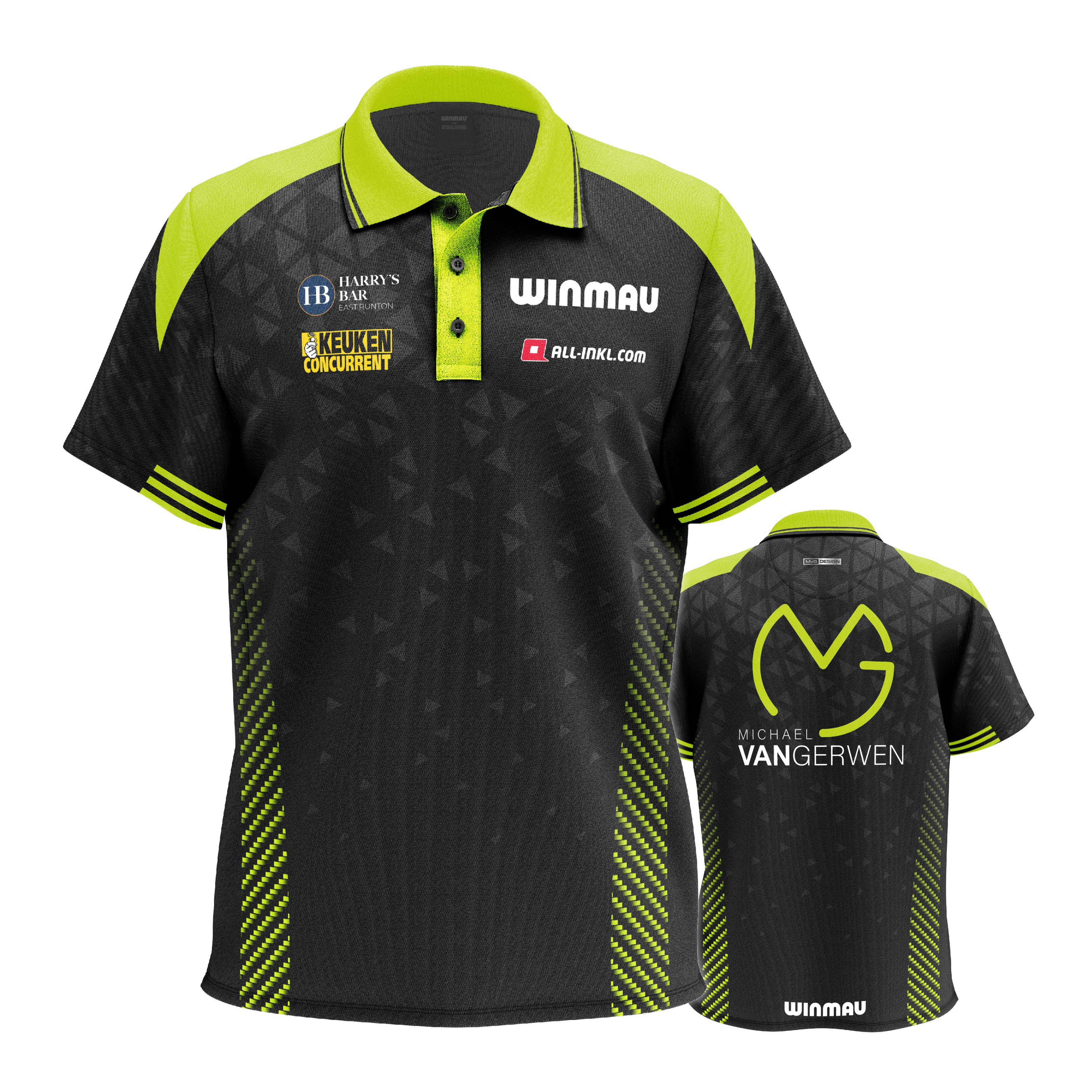 Polo tričko Winmau Michael Van Gerwen Stage Auf dem Bild ist das Winmau Michael Van Gerwen Stage Poloshirt zu sehen. Dieses Poloshirt ist für Dart-Fans gestaltet.