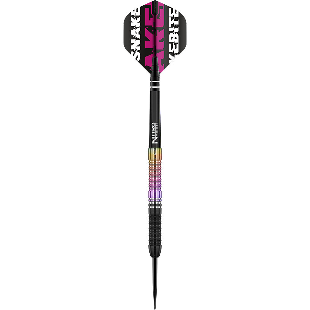 RD2173_RedDragon_Peter-Wright_Snakebite_World_Champion_2020_Edition_Steeldarts_12o1BjSzn1tdKU Auf dem Bild ist ein Steeldart der Marke Red Dragon zu sehen, Modell "Peter Wright Snakebite World Champion 2020 Edition". Der Dart hat ein farbiges Griffstück und einen Flight mit der Aufschrift "Snakebite".