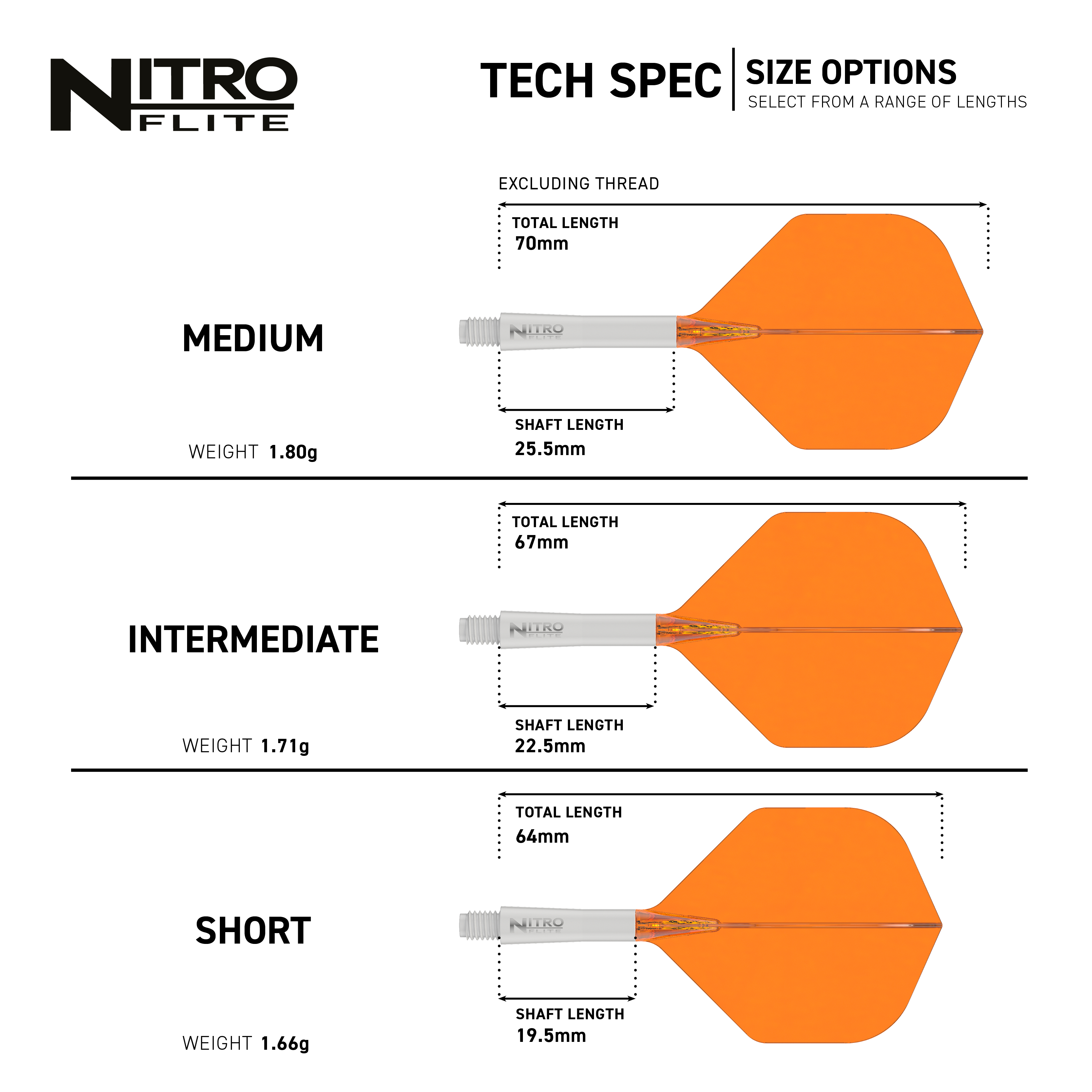 Letky Red Dragon Nitroflite White Shaft Orange No2 Dieses Bild präsentiert den Red Dragon Nitroflite White Shaft Orange Flights No2. Der Dart-Schaft hat eine weiße Farbe, die Flights sind orange.