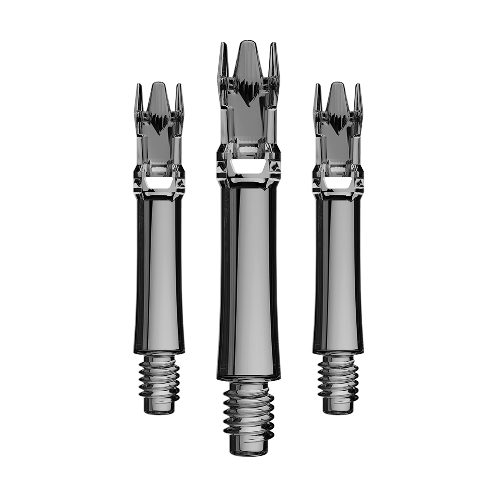 Náhradní hřídele L-Style L-System - čiré černé Abgebildet ist ein Set von schwarzen transparenten Ersatzshafts. Die Shafts sind ordentlich zusammengesetzt.