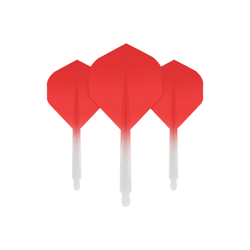 CO-0029_Condor_Axe_Gradient_Red_Standard_Flights_Medium_1 Das Bild zeigt drei rote Dart-Flights mit einem Farbverlauf nach unten hin. Die Flights sind mittig angeordnet und heben sich deutlich vom weißen Hintergrund ab.