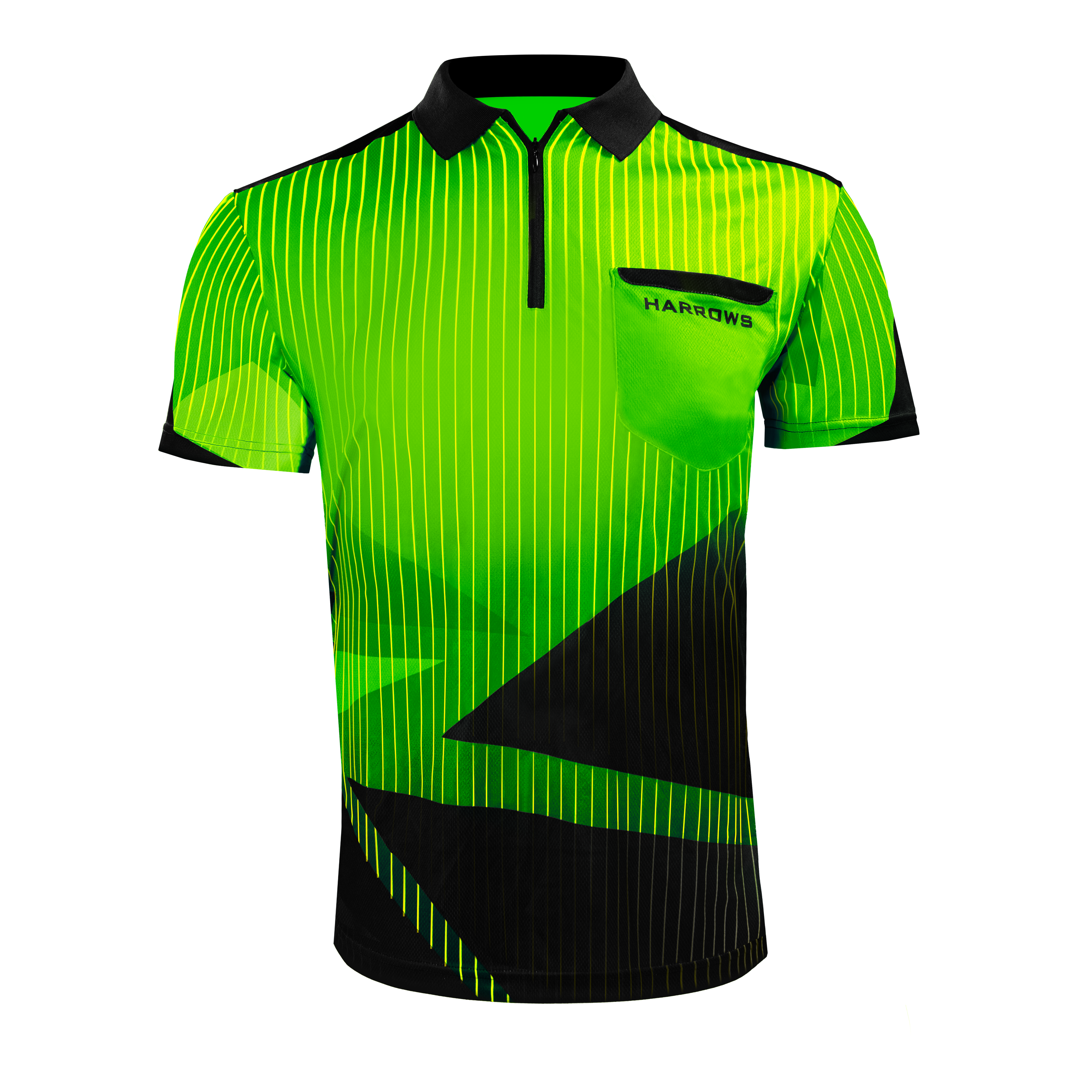Harrows Shard Dartshirt - Grün Harrows Shard Dartshirt wird als Kleidungsstück präsentiert. Das Polohemd hat einen modernen Schnitt.
