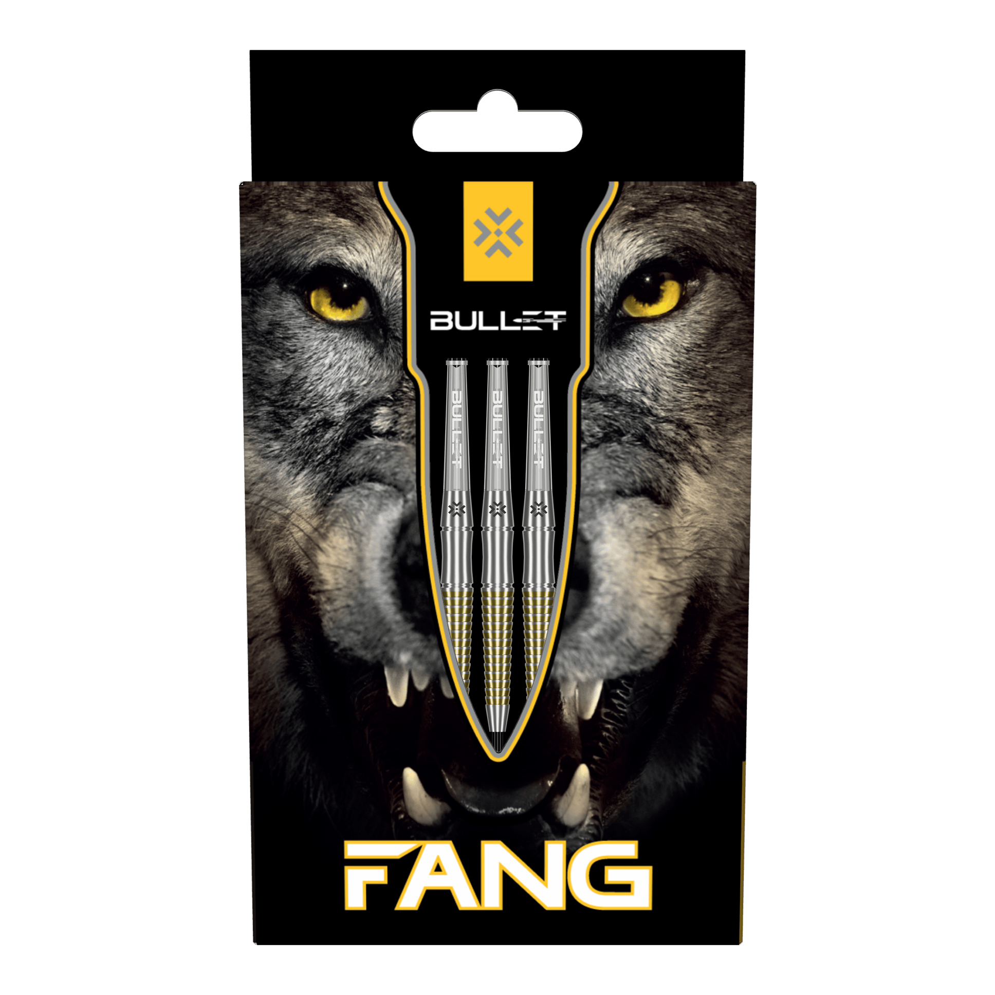 Ocelové šipky Bullet Fang Das Bild zeigt die Bullet Fang Steeldarts. Die Steeldarts sind detailliert abgebildet.
