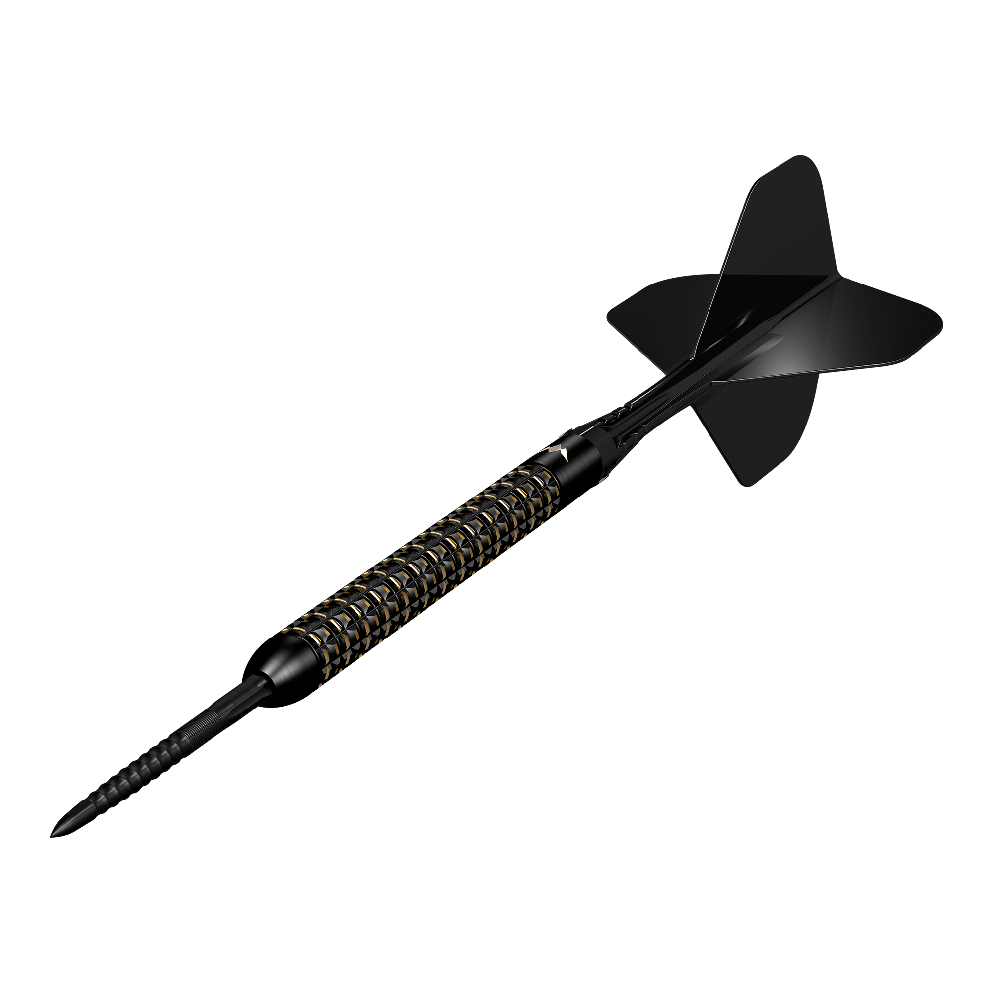 Auf dem Bild sind die Mission Mike De Decker World Grand Prix Limited Edition Black Gold Steeldarts mit 24g. Das edle Schwarz-Gold-Design macht sie zu einem echten Hingucker.