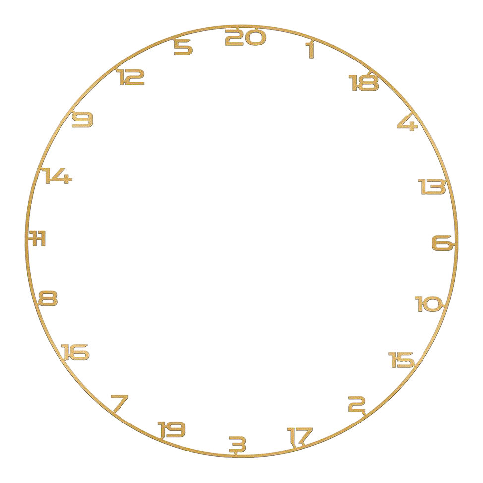 Kroužek s číslem na terč Bullet Zu sehen ist ein Dartboard Zahlenring in Gold. Das Produkt heißt 'BT1000160 Bullet Dartboard Zahlenring Gold 1'.