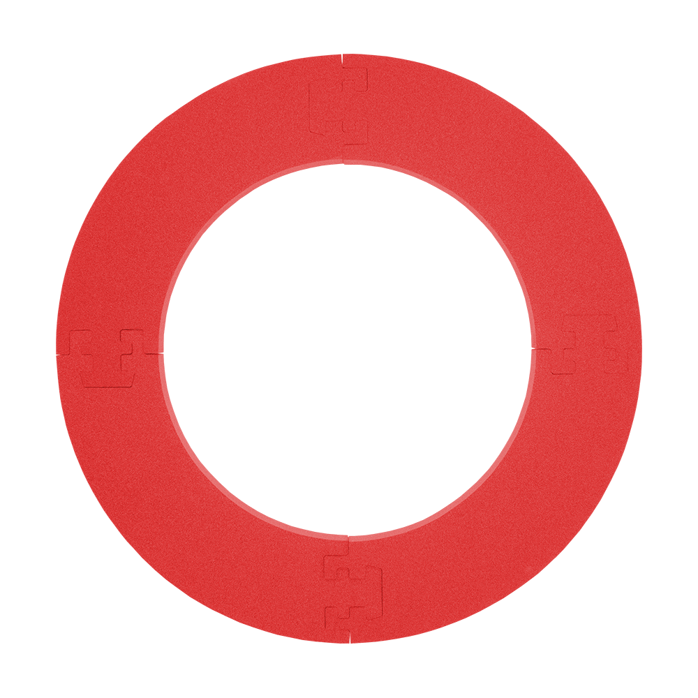 DBSrot2020_McDart_Catchring_Premium_Made_in_Germany_Edition_2020_Rot_2 Das Bild zeigt einen roten Auffangring für Dartpfeile, den "McDart Catchring Premium Rot - Made in Germany Edition". Der Ring besteht aus vier zusammensetzbaren Teilen und dient zum Schutz der Wand rund um die Dartscheibe.