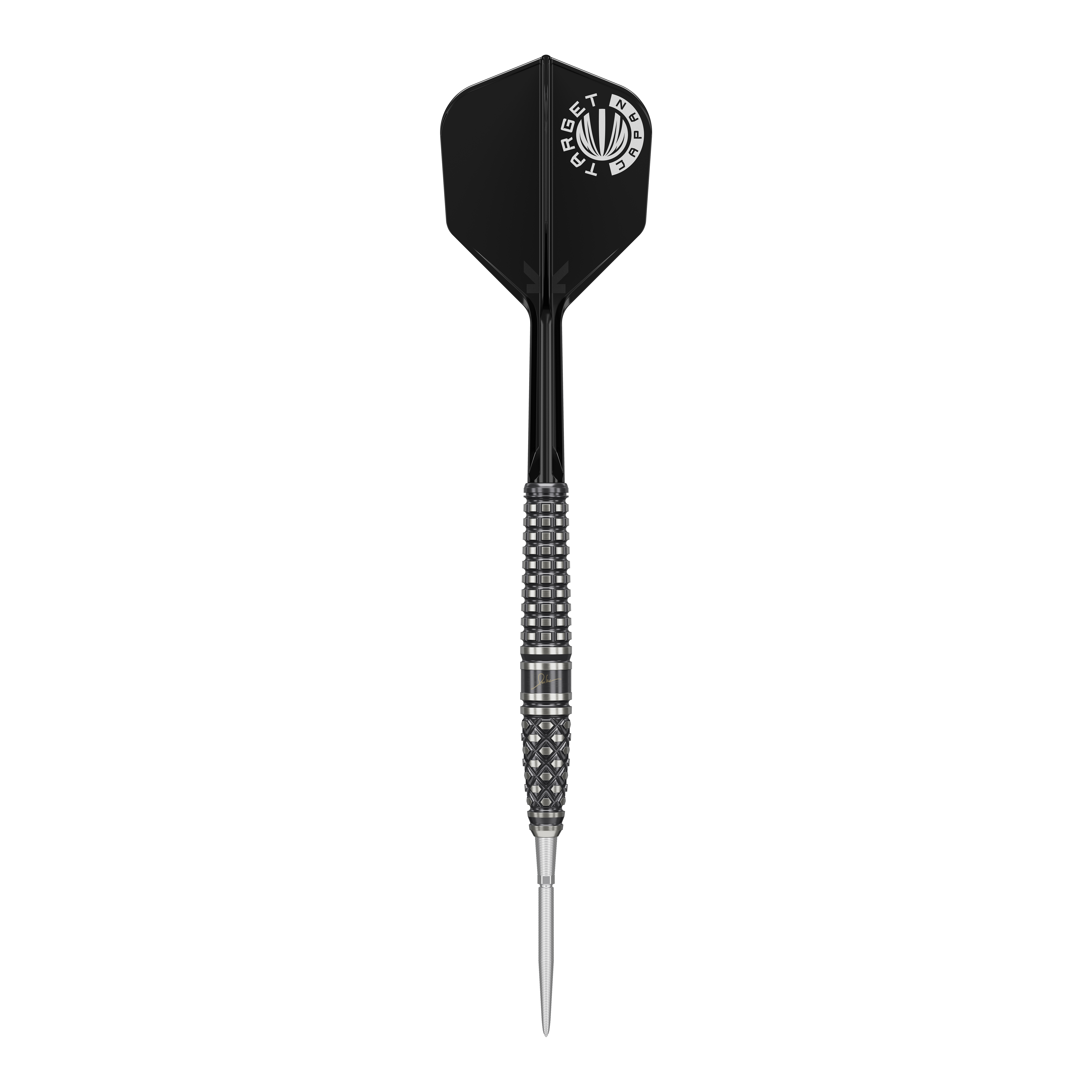 Šipky Target Japan Paul Lim The Legend GEN8 Swiss Point Steeldarts - 24g Auf dem Bild ist ein schwarzer Steeldartpfeil mit silbernen Akzenten zu sehen. Es handelt sich um das Modell "Target Japan Paul Lim The Legend GEN8 Swiss Point" mit 24g.