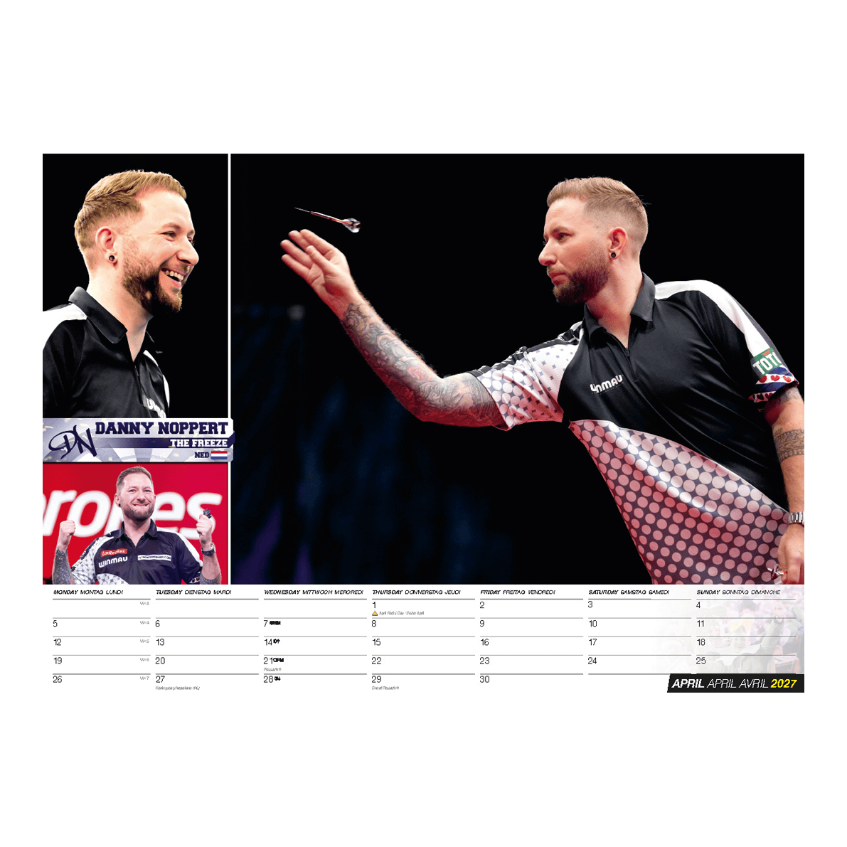 Darts Kalender 2027 Darts Kalender 2027 als Produktabbildung. Die Grafik präsentiert einen weiteren Blick auf den Kalender für das Jahr 2027.