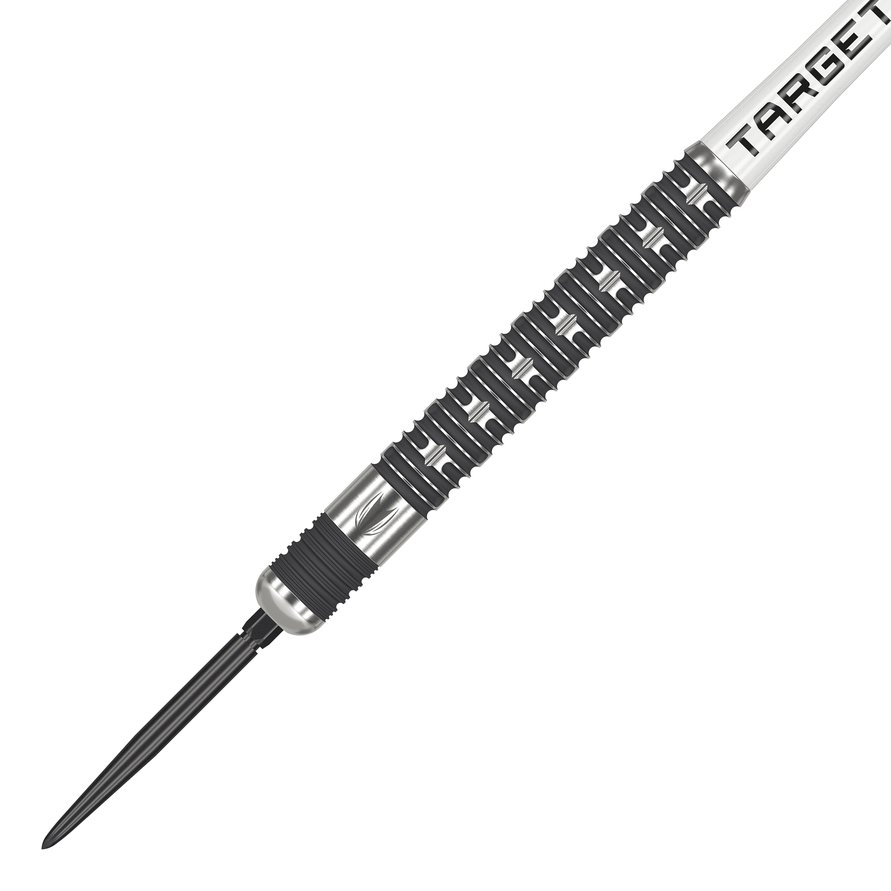 Target Chris Dobey Hollywood Action Swiss Point Steeldarts Das Bild zeigt den Target Chris Dobey Hollywood Action Swiss Point Steeldart. Der Dartpfeil hat ein auffälliges, silber-schwarzes Design mit präzisen Griffmulden.
