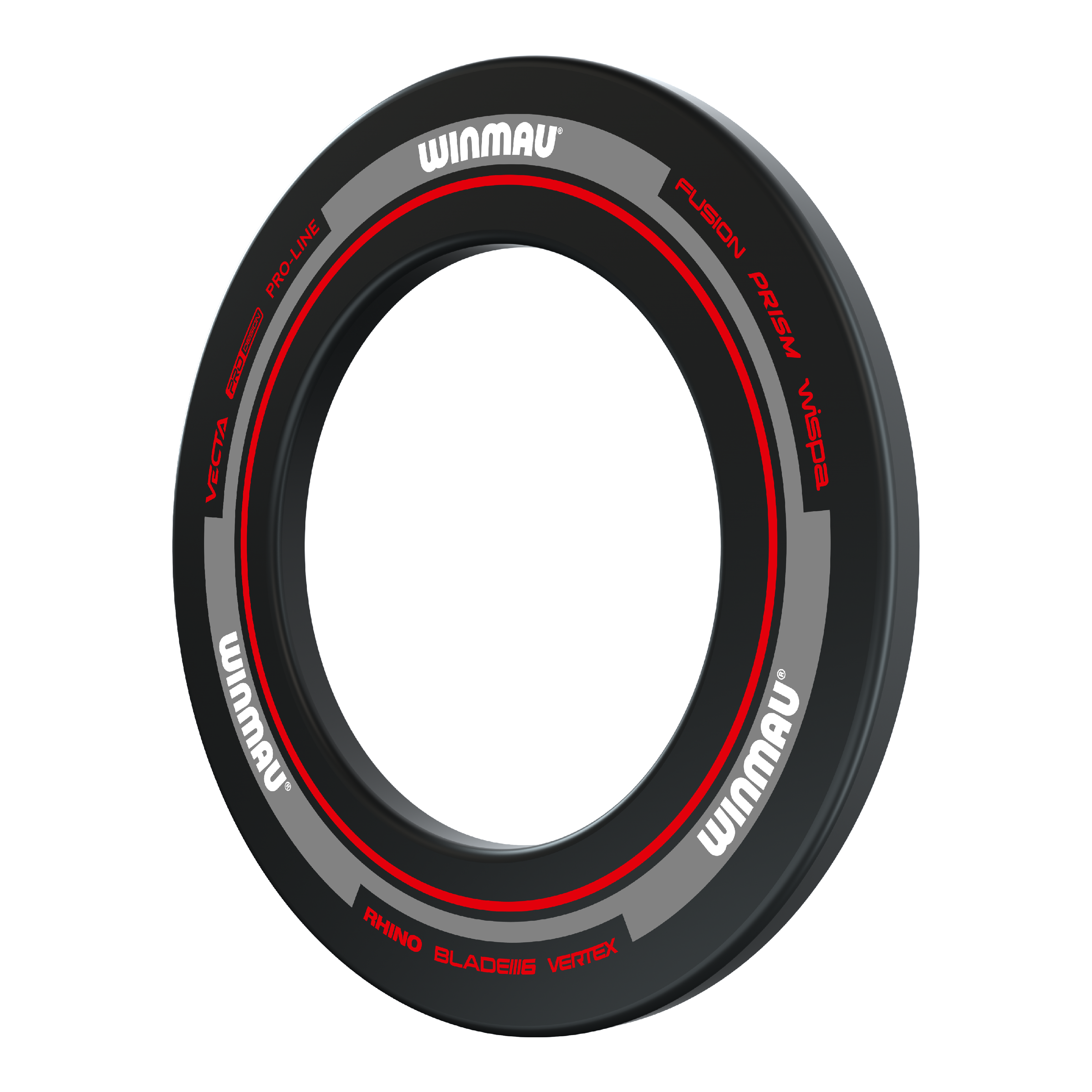 Kryt na terč Winmau Advance - černočervený Das Bild zeigt das Winmau Advance Dartboard Surround in Schwarz und Rot. Es ist ein Schutzring, der um eine Dartscheibe gelegt wird, um die Wand vor Pfeilen zu schützen.