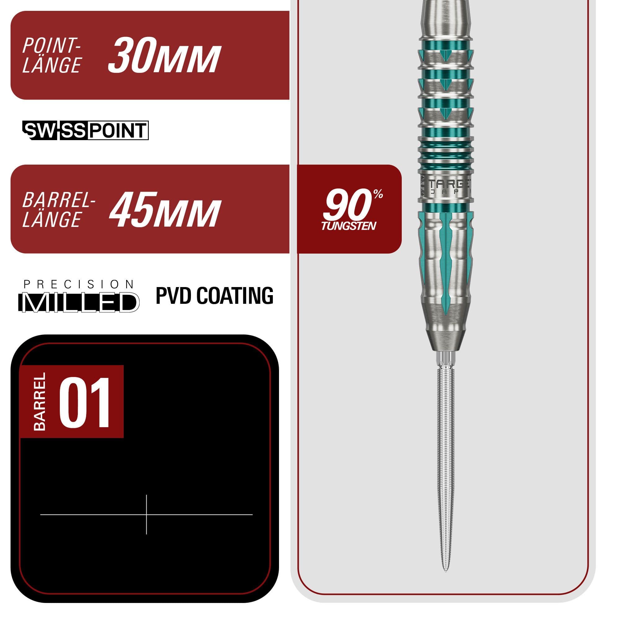 Šipky Target Japan Black Marque Pierce Swiss Point Steel Darts Zu sehen sind die Target Japan Black Marque Pierce Swiss Point Steeldarts. Die Darts überzeugen durch ihr modernes Design.