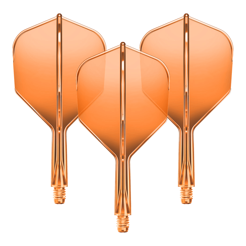 Gezeigt wird ein Flight-Shaft-System für Darts in Neonorange mit einer Länge von 19mm. Das Set gehört vermutlich zur GOAT A1R No6 Serie.