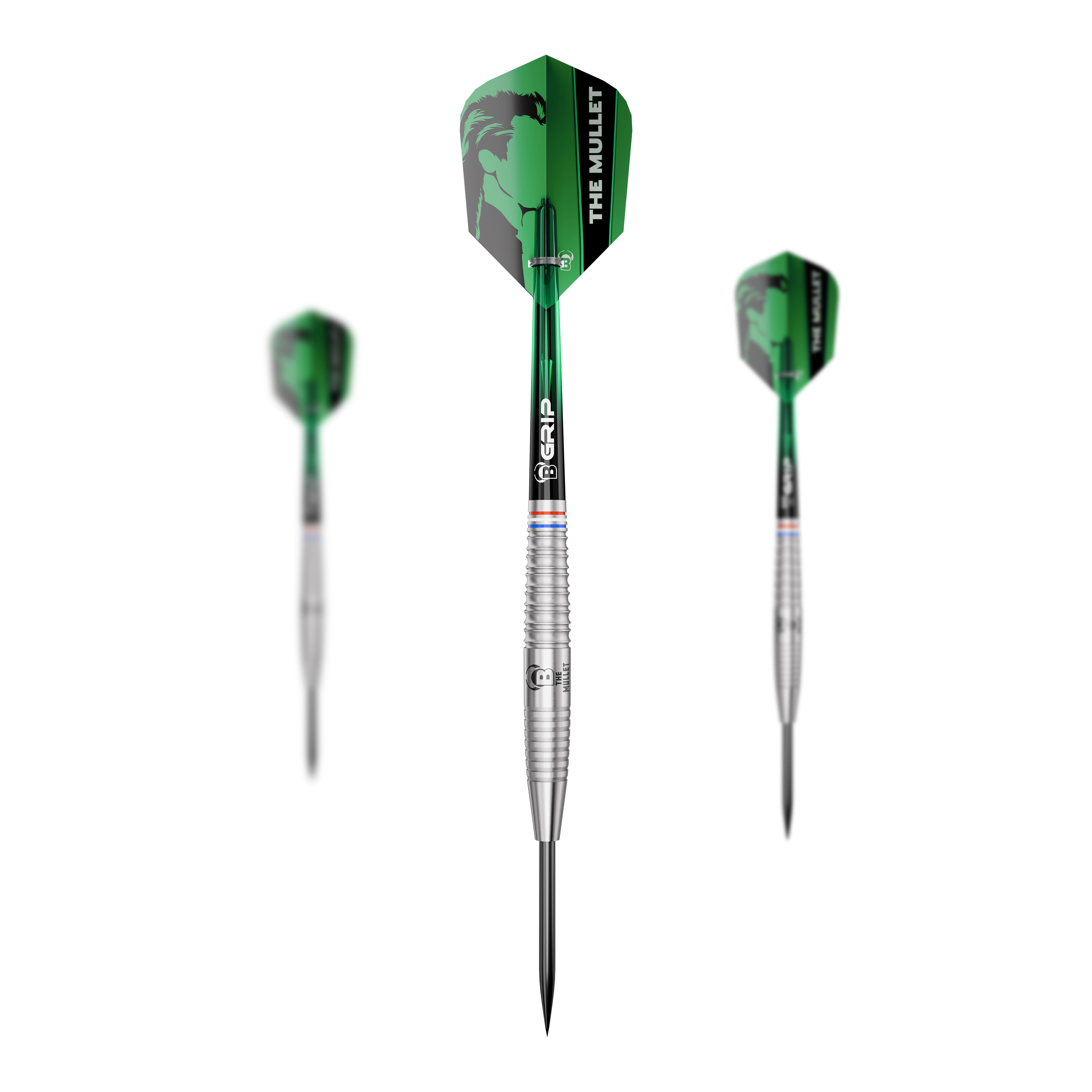 Ocelové šipky Bulls Danny Jansen G2 Hier sind die Bulls Danny Jansen G2 Steeldarts als Set zu sehen. Mehrere Dartpfeile werden geordnet präsentiert.